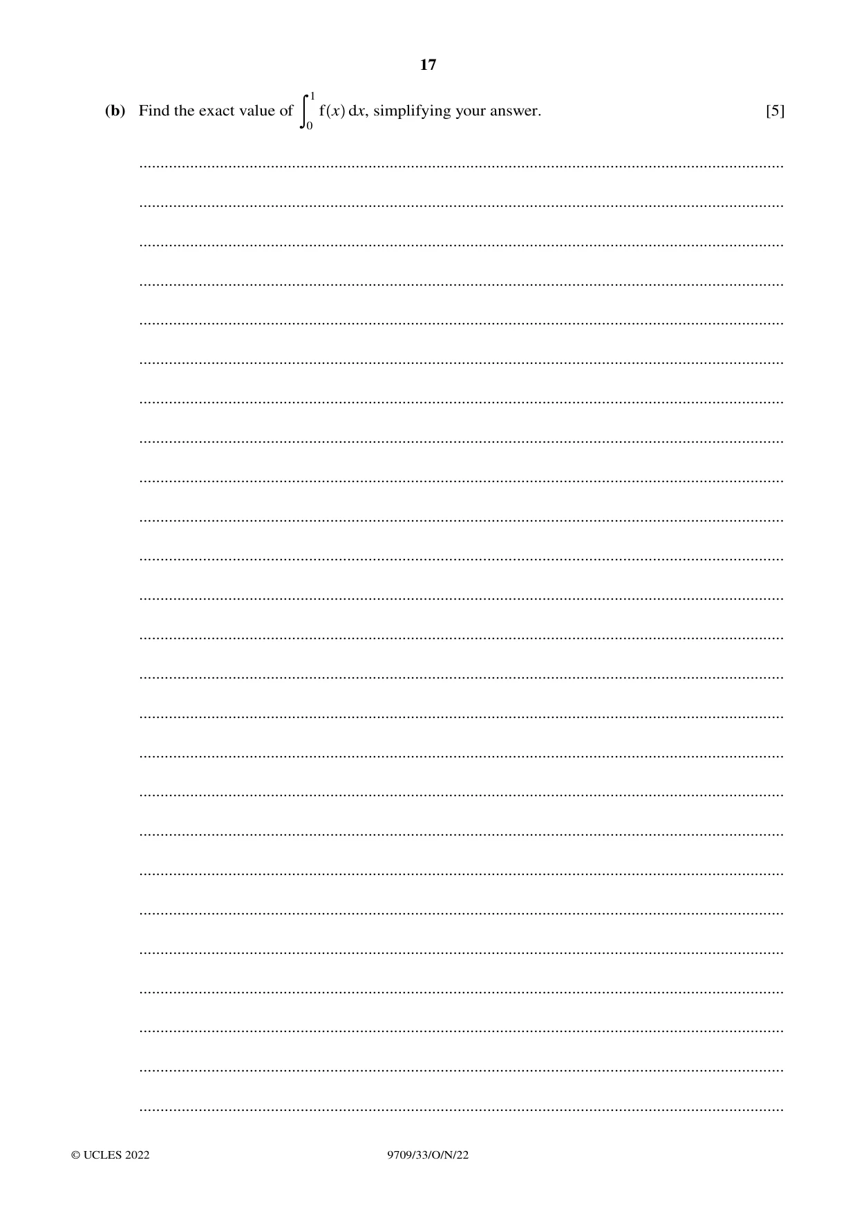 Cambridge A Level Mathematics 9709 2022 Oct/Nov Paper 3 · Variant 3 question paper, page 17 of 20