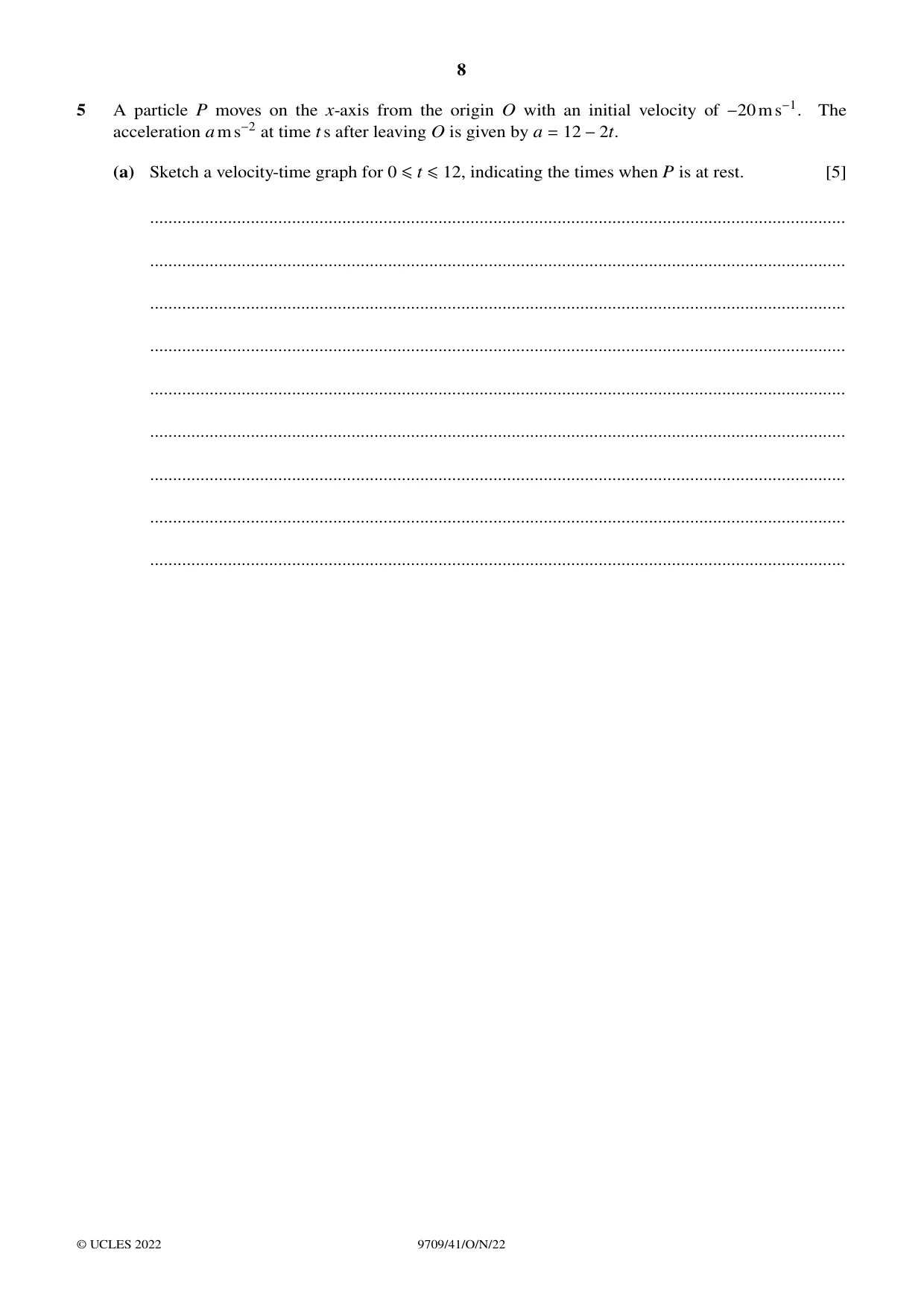 Cambridge A Level Mathematics 9709 2022 Oct/Nov Paper 4 · Variant 1 question paper, page 8 of 12