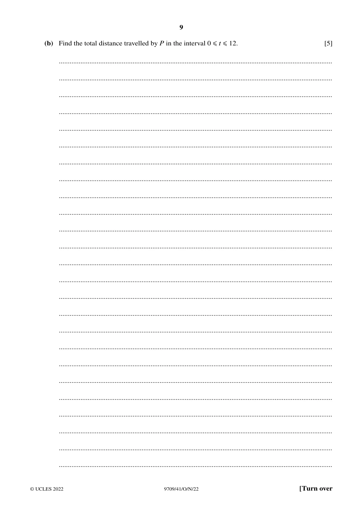 Cambridge A Level Mathematics 9709 2022 Oct/Nov Paper 4 · Variant 1 question paper, page 9 of 12