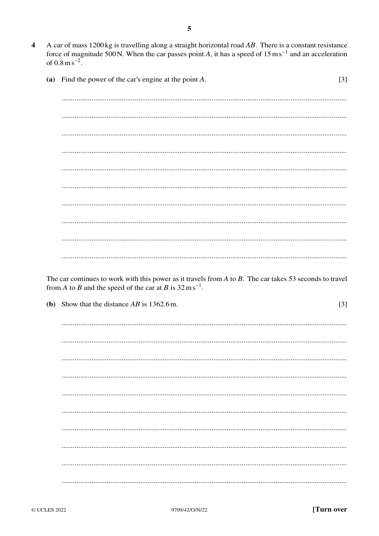 Cambridge A Level Mathematics 9709 2022 Oct/Nov Paper 4 · Variant 2 question paper, page 5 of 12