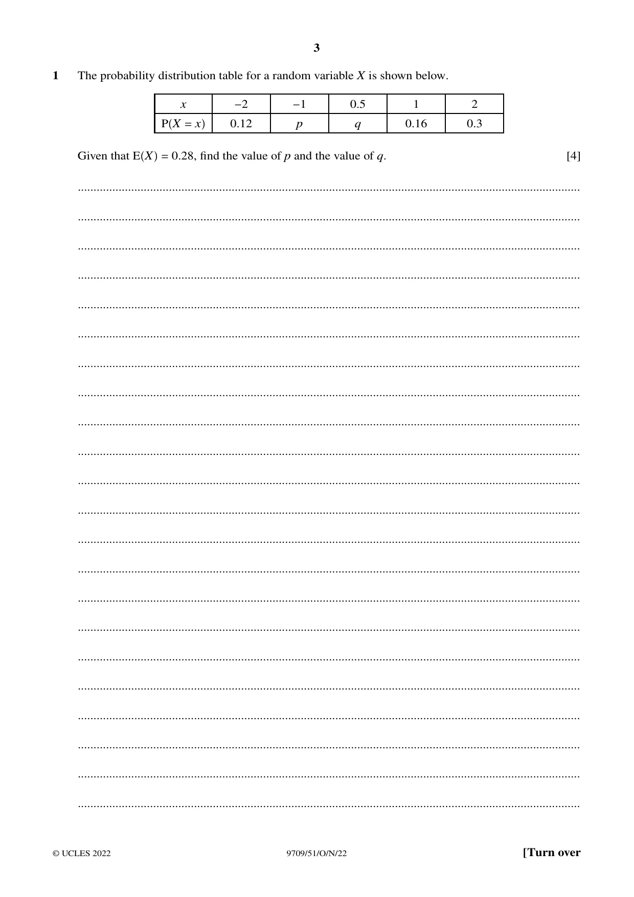 Cambridge A Level Mathematics 9709 2022 Oct/Nov Paper 5 · Variant 1 question paper, page 3 of 12
