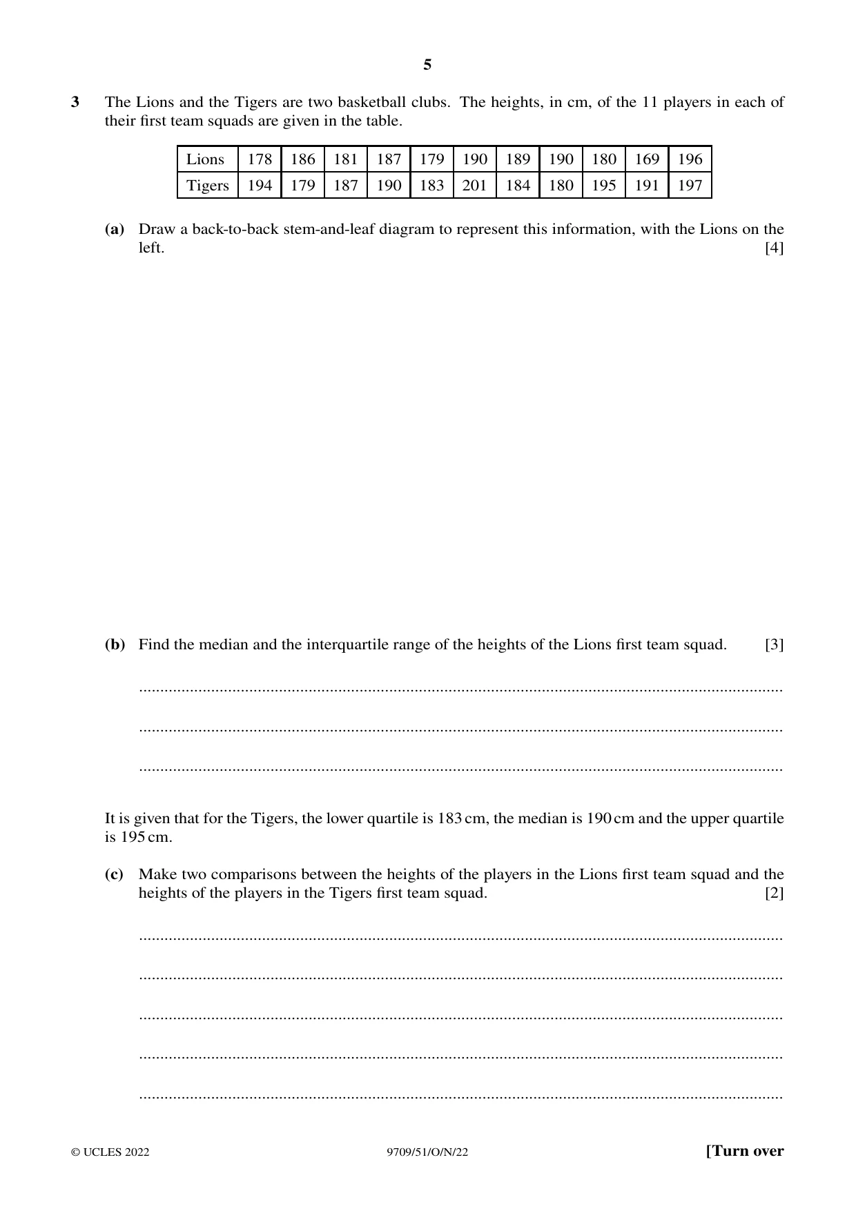 Cambridge A Level Mathematics 9709 2022 Oct/Nov Paper 5 · Variant 1 question paper, page 5 of 12