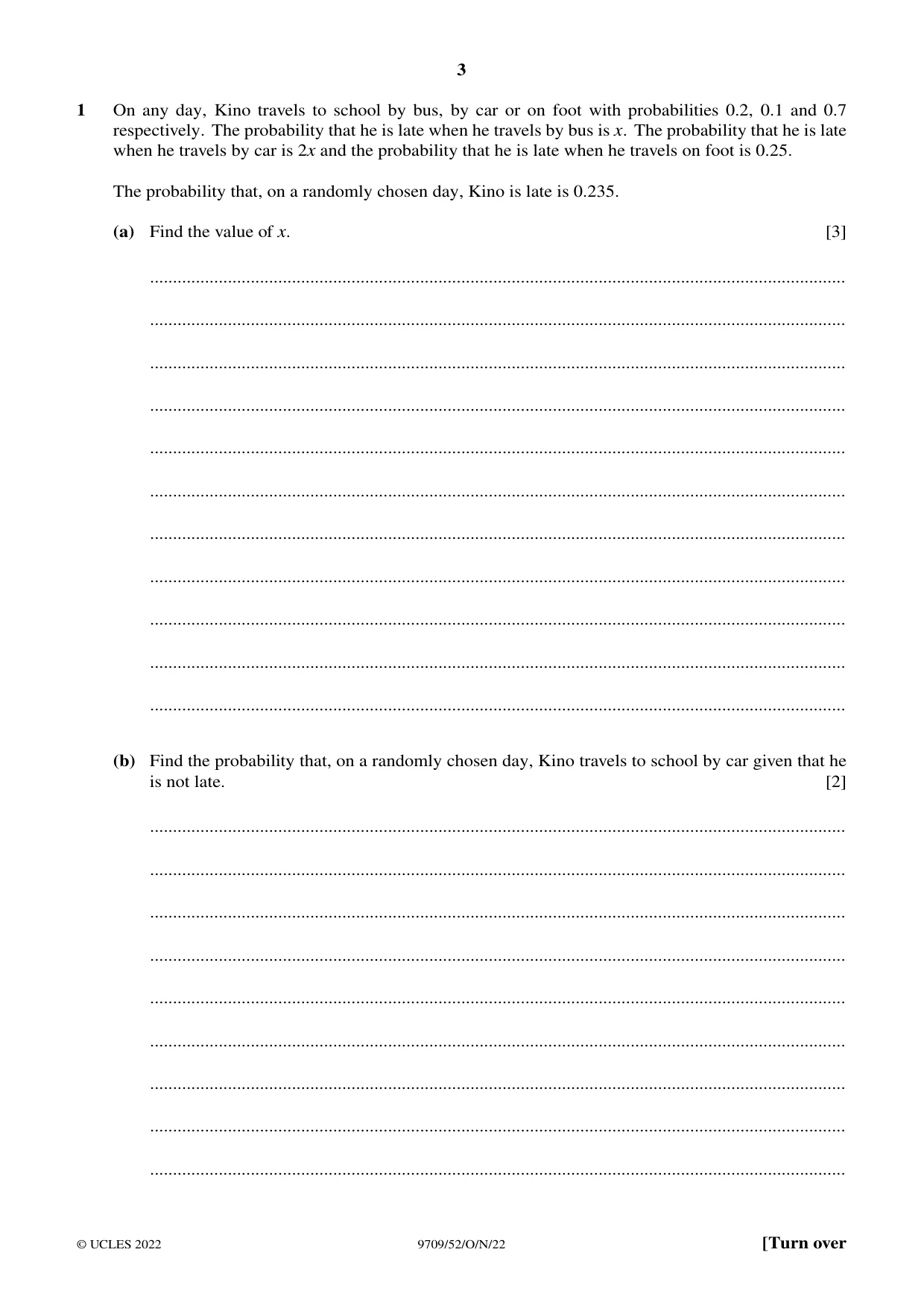 Cambridge A Level Mathematics 9709 2022 Oct/Nov Paper 5 · Variant 2 question paper, page 3 of 16