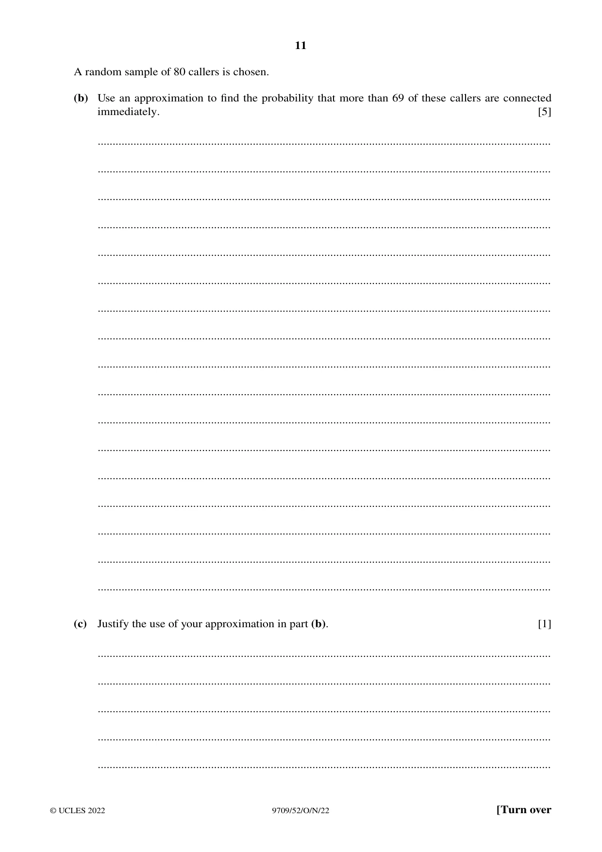 Cambridge A Level Mathematics 9709 2022 Oct/Nov Paper 5 · Variant 2 question paper, page 11 of 16