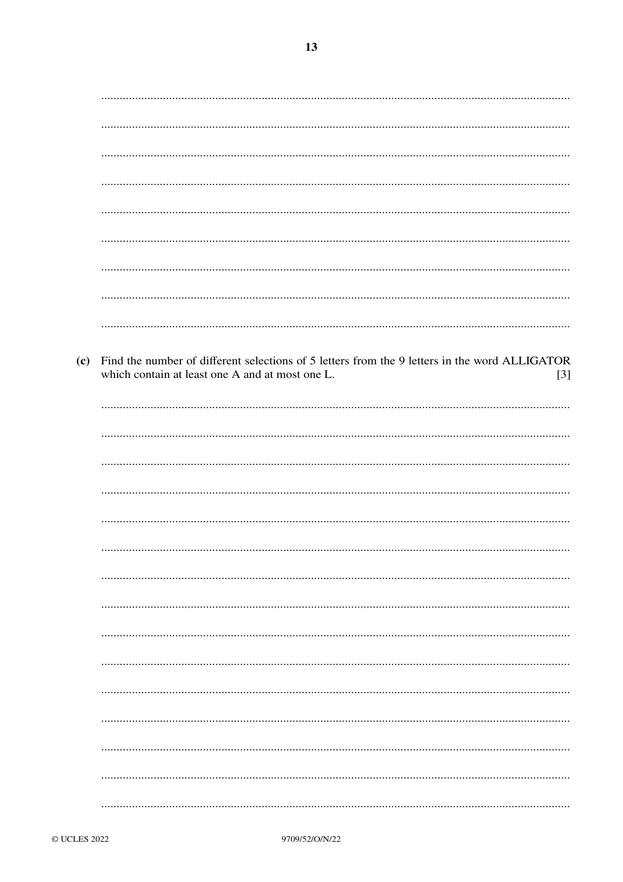 Cambridge A Level Mathematics 9709 2022 Oct/Nov Paper 5 · Variant 2 question paper, page 13 of 16