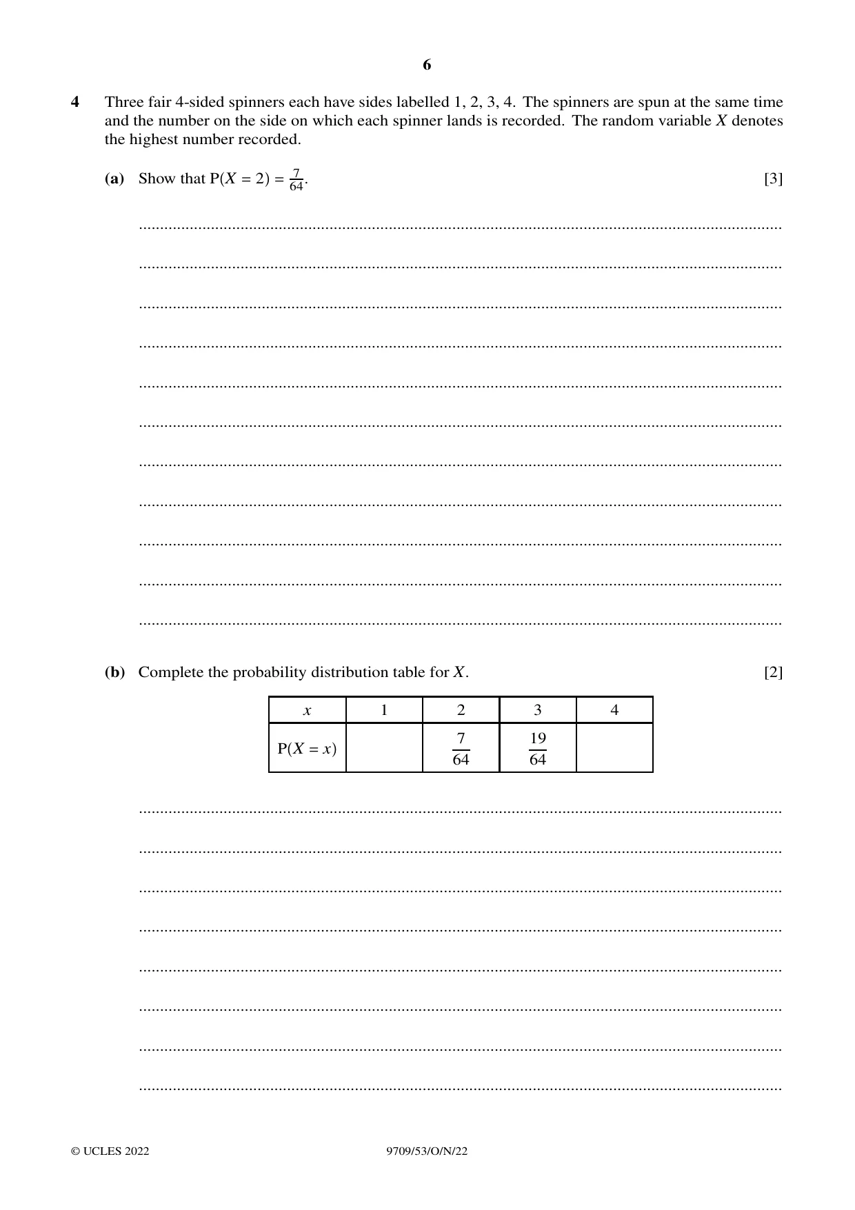 Cambridge A Level Mathematics 9709 2022 Oct/Nov Paper 5 · Variant 3 question paper, page 6 of 16