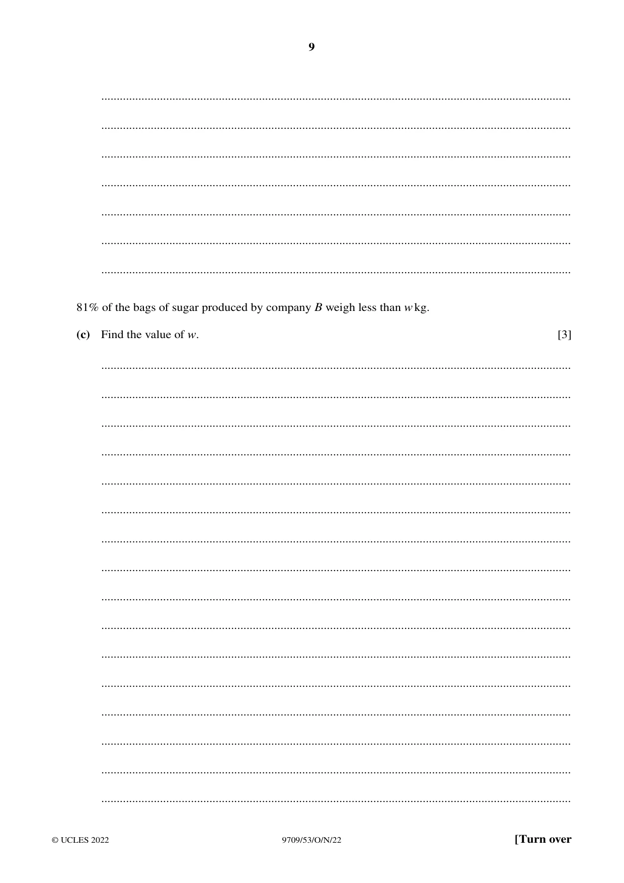 Cambridge A Level Mathematics 9709 2022 Oct/Nov Paper 5 · Variant 3 question paper, page 9 of 16