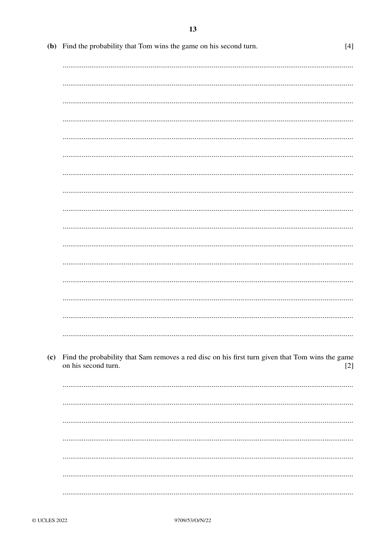 Cambridge A Level Mathematics 9709 2022 Oct/Nov Paper 5 · Variant 3 question paper, page 13 of 16