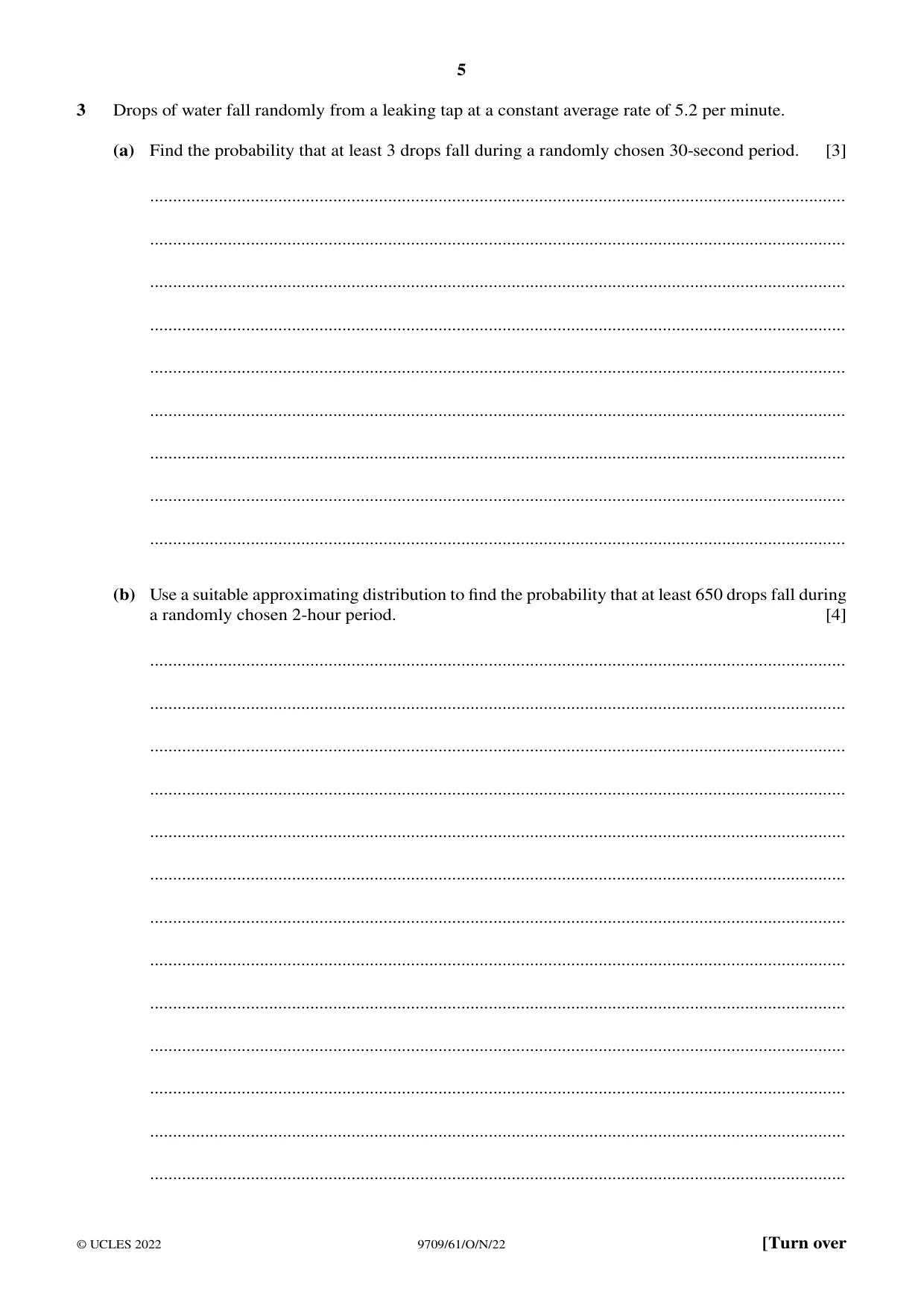 Cambridge A Level Mathematics 9709 2022 Oct/Nov Paper 6 · Variant 1 question paper, page 5 of 12