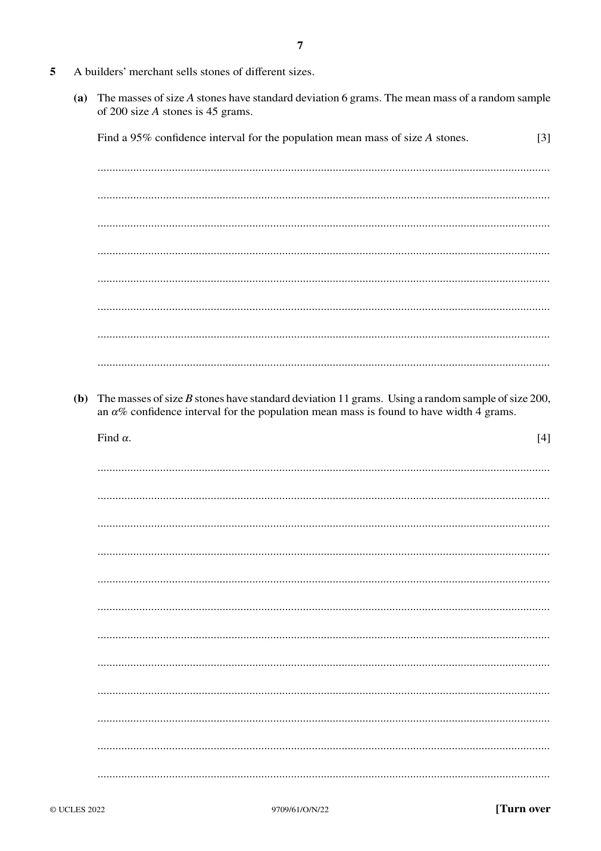 Cambridge A Level Mathematics 9709 2022 Oct/Nov Paper 6 · Variant 1 question paper, page 7 of 12
