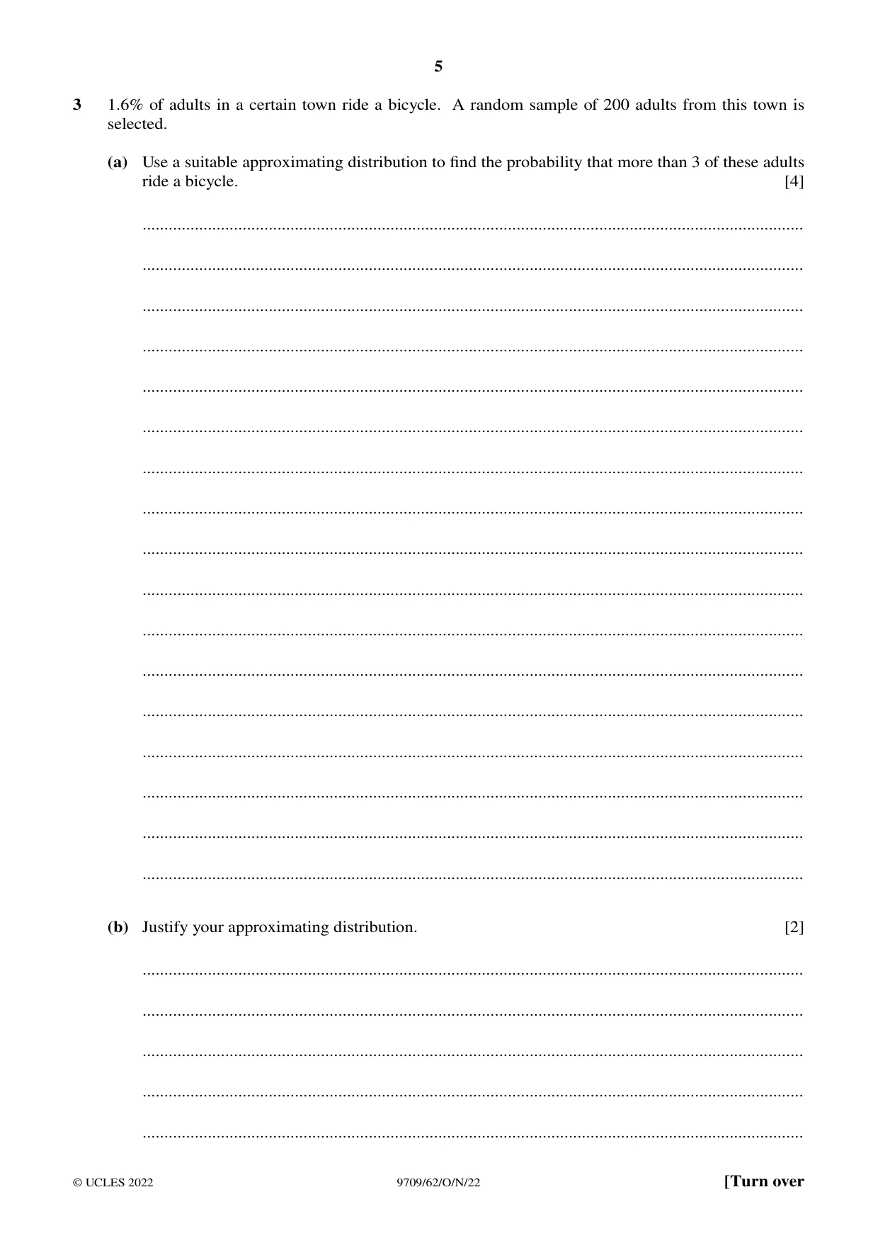 Cambridge A Level Mathematics 9709 2022 Oct/Nov Paper 6 · Variant 2 question paper, page 5 of 16
