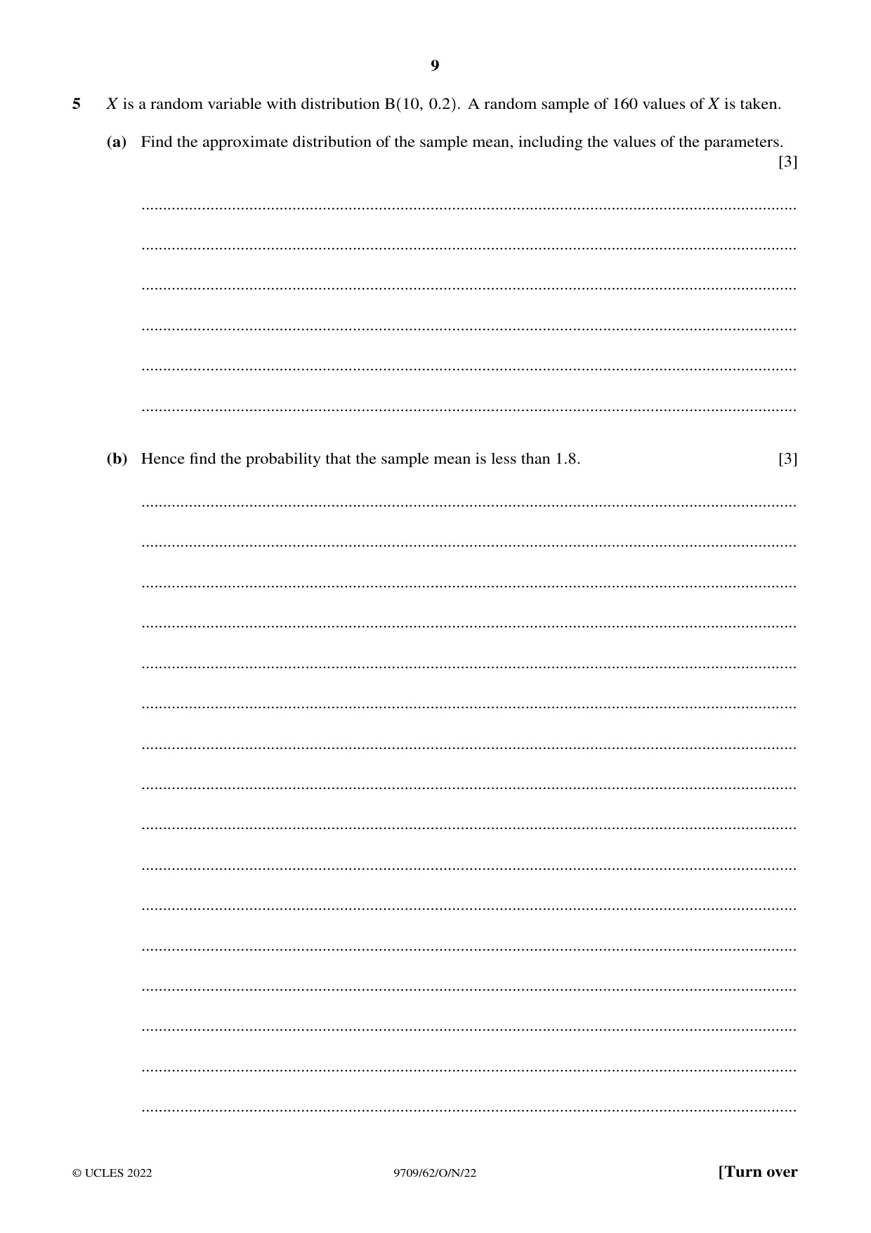 Cambridge A Level Mathematics 9709 2022 Oct/Nov Paper 6 · Variant 2 question paper, page 9 of 16