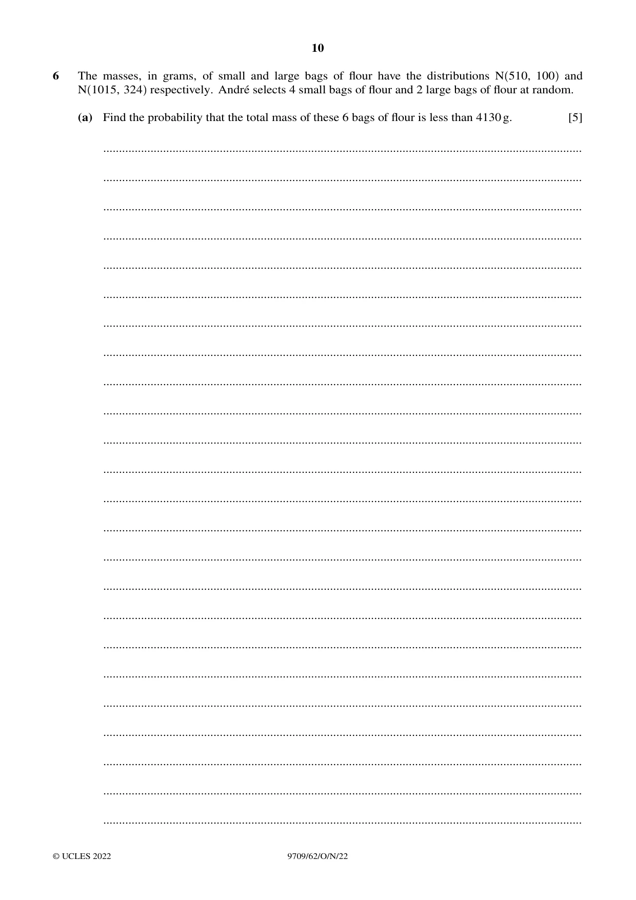 Cambridge A Level Mathematics 9709 2022 Oct/Nov Paper 6 · Variant 2 question paper, page 10 of 16