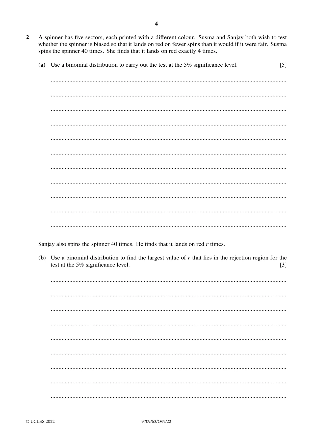 Cambridge A Level Mathematics 9709 2022 Oct/Nov Paper 6 · Variant 3 question paper, page 4 of 12