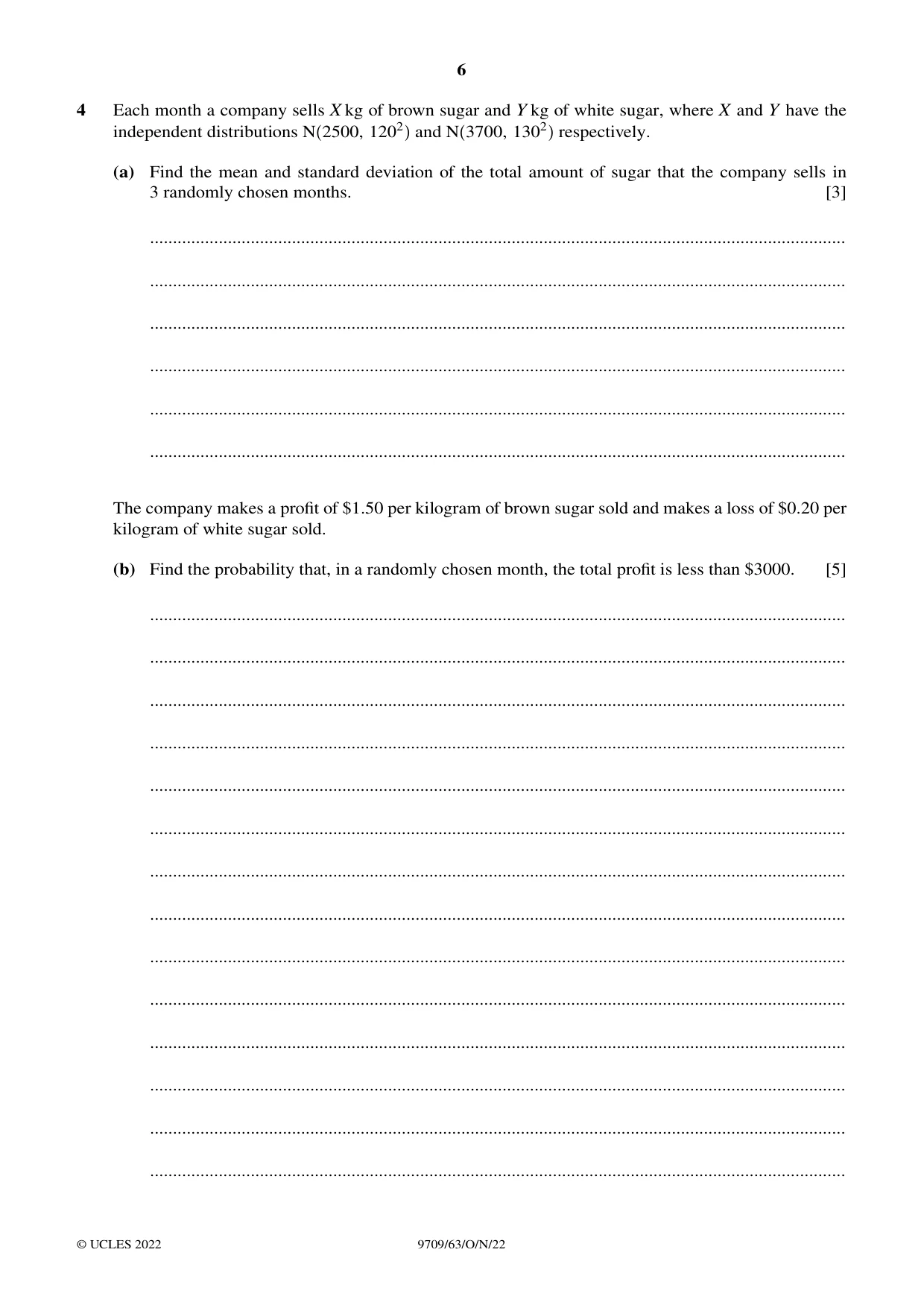 Cambridge A Level Mathematics 9709 2022 Oct/Nov Paper 6 · Variant 3 question paper, page 6 of 12
