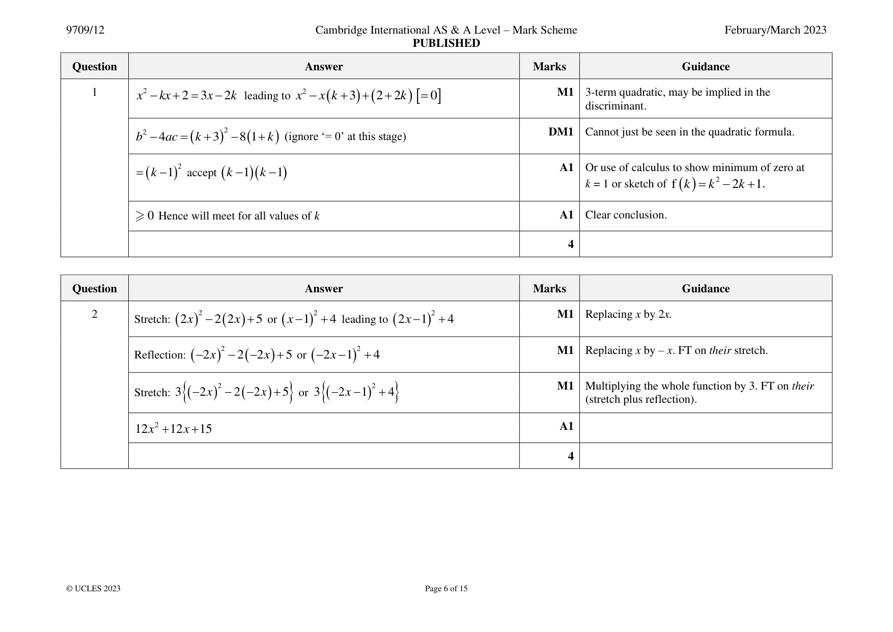 Mark scheme, page 6 of 15