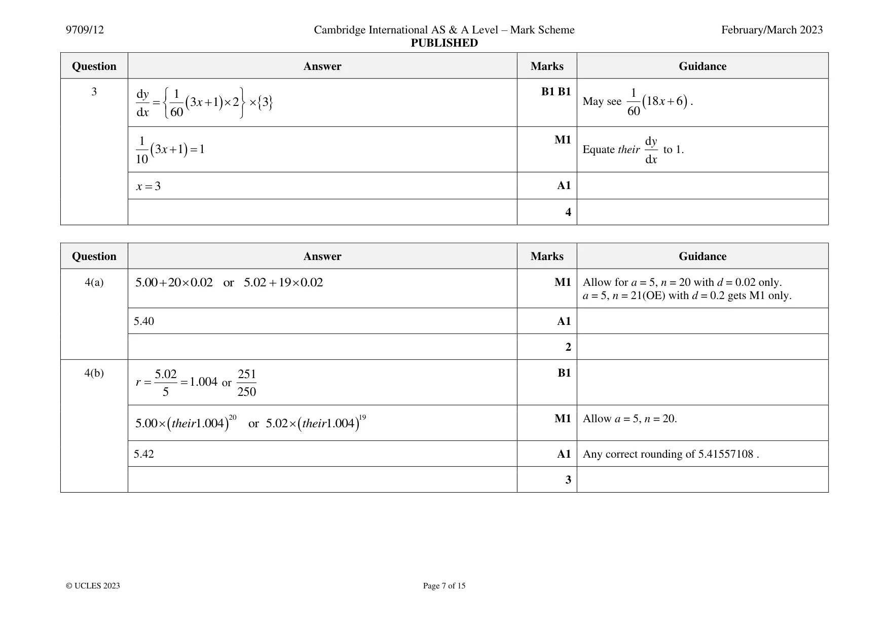 Mark scheme, page 7 of 15