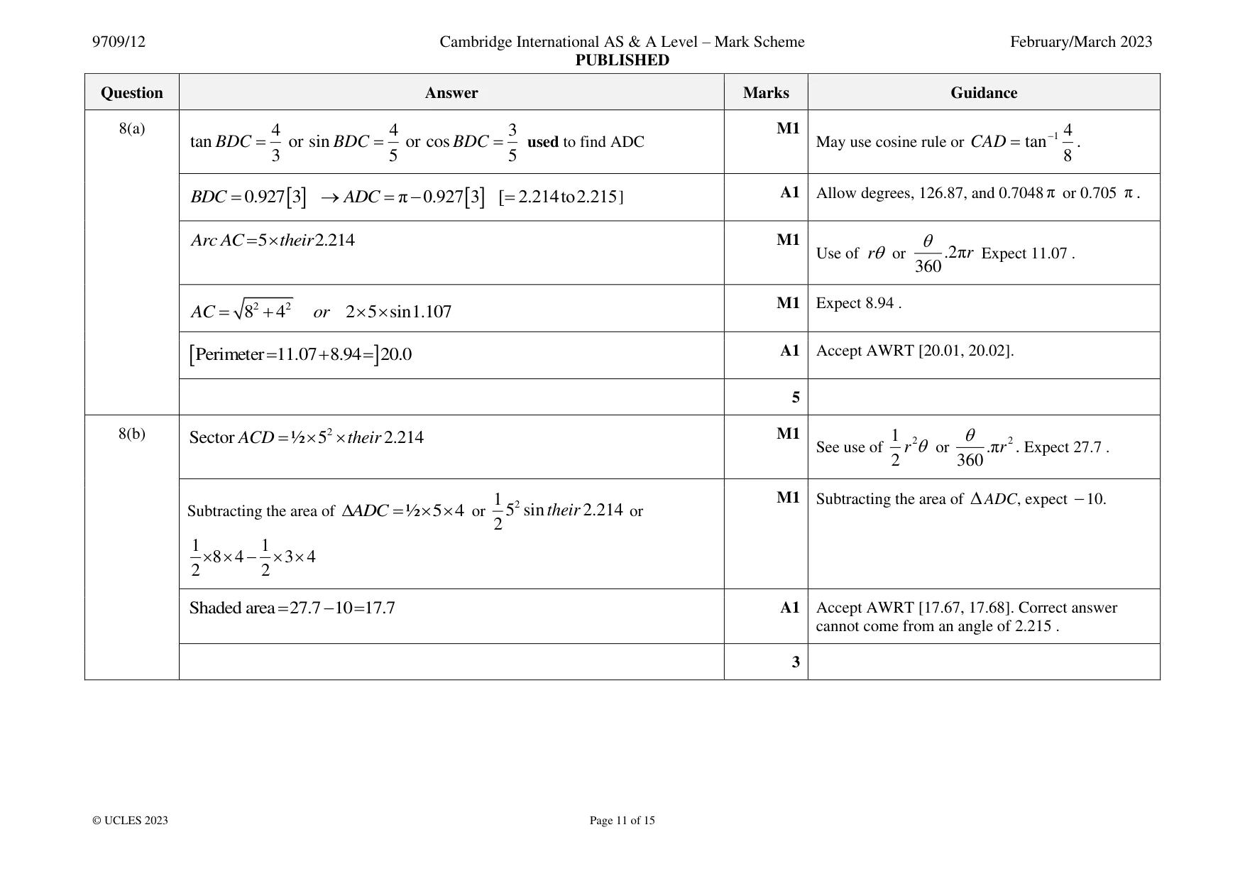 Mark scheme, page 11 of 15