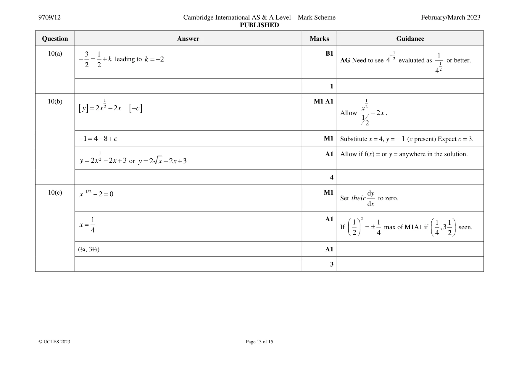 Mark scheme, page 13 of 15