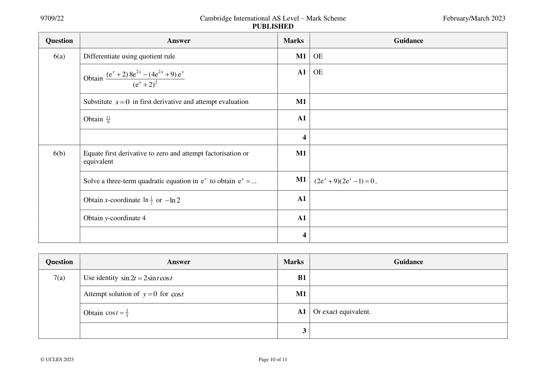 Mark scheme, page 10 of 11