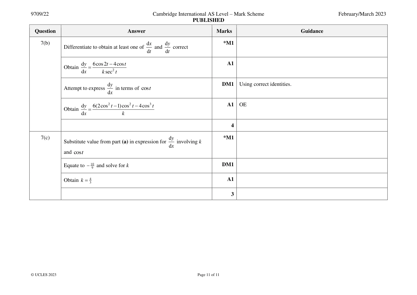 Mark scheme, page 11 of 11