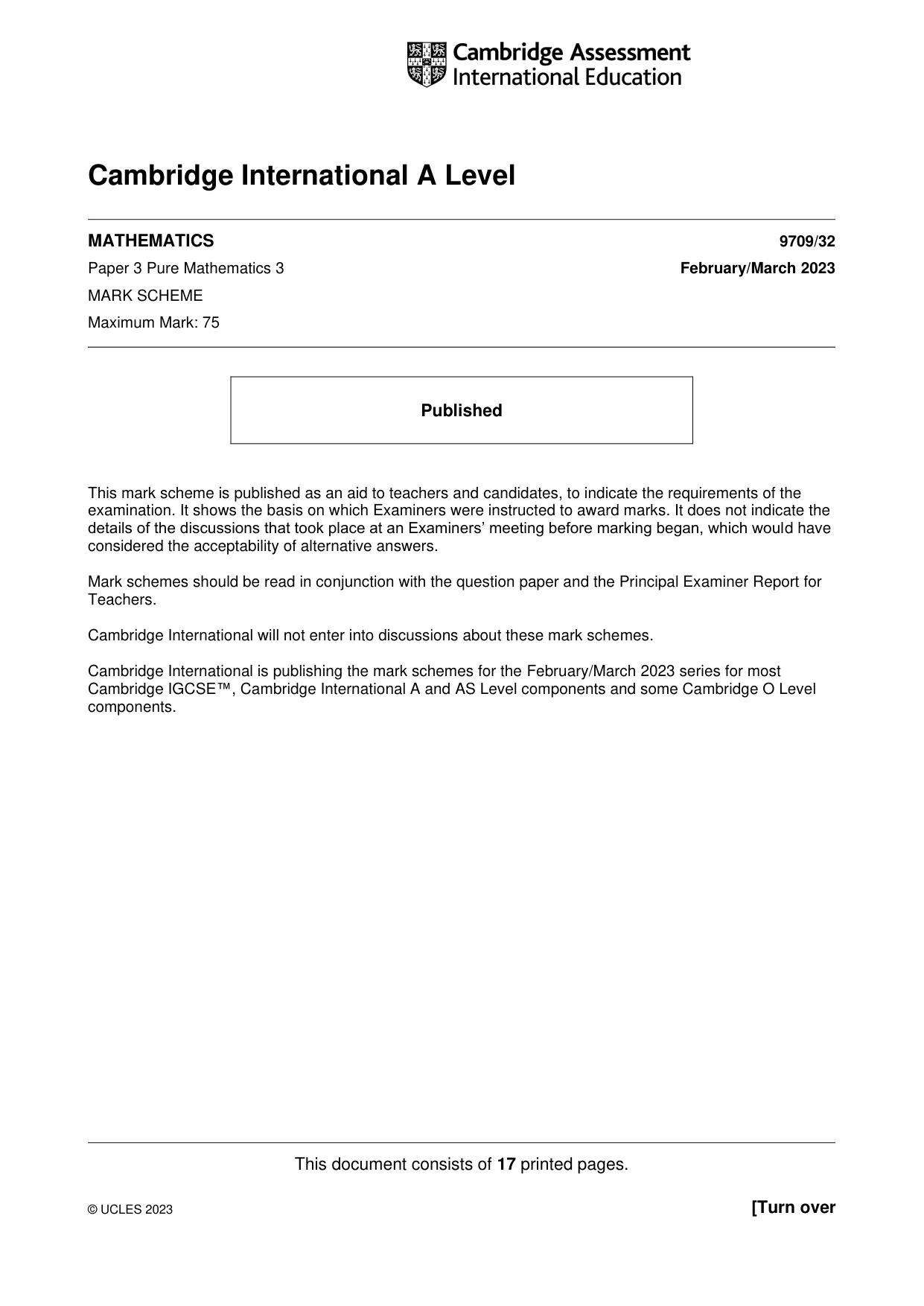 Mark scheme, page 1 of 17