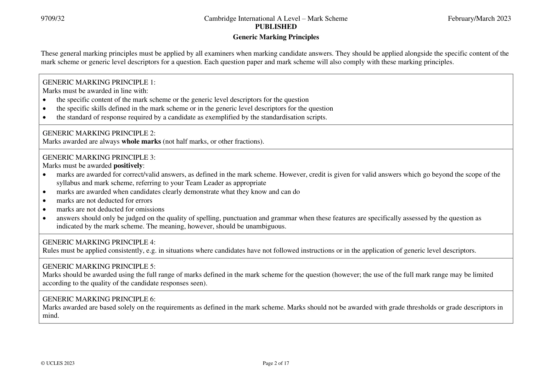 Mark scheme, page 2 of 17