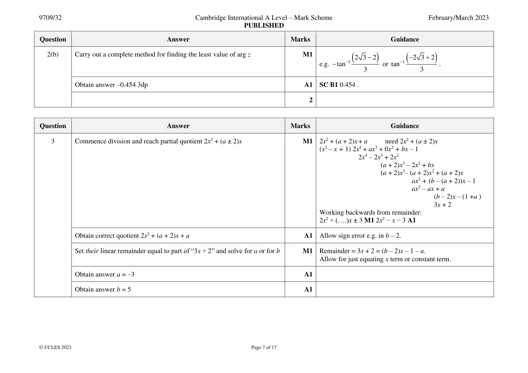 Mark scheme, page 7 of 17