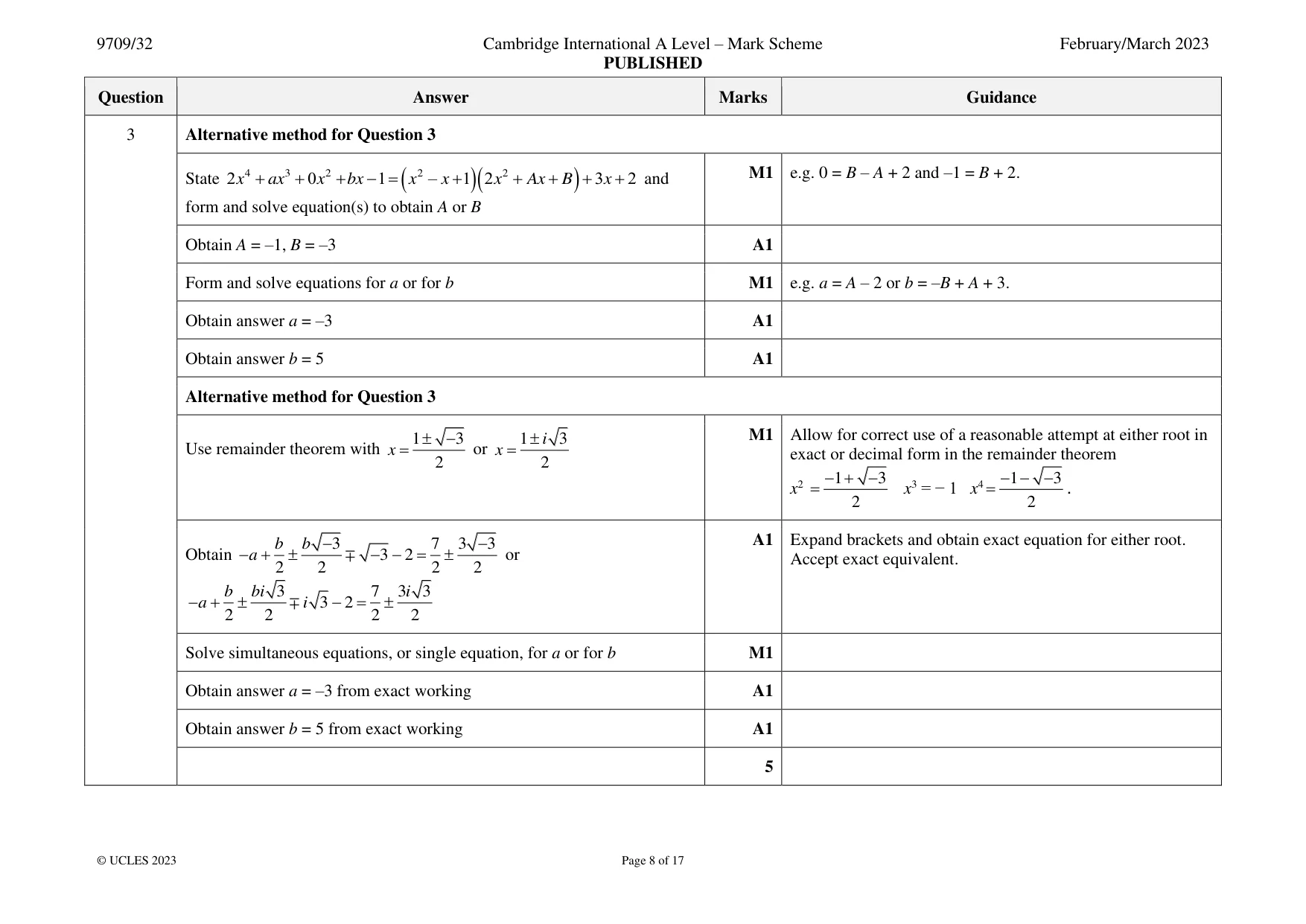 Mark scheme, page 8 of 17