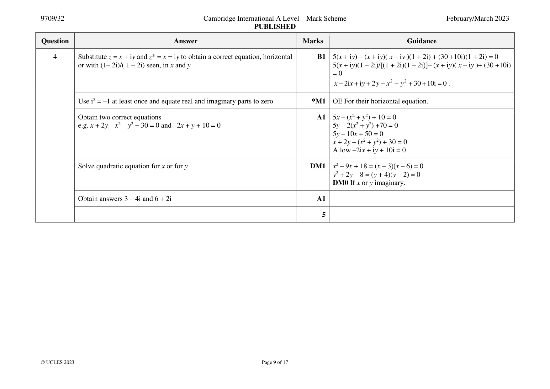 Mark scheme, page 9 of 17