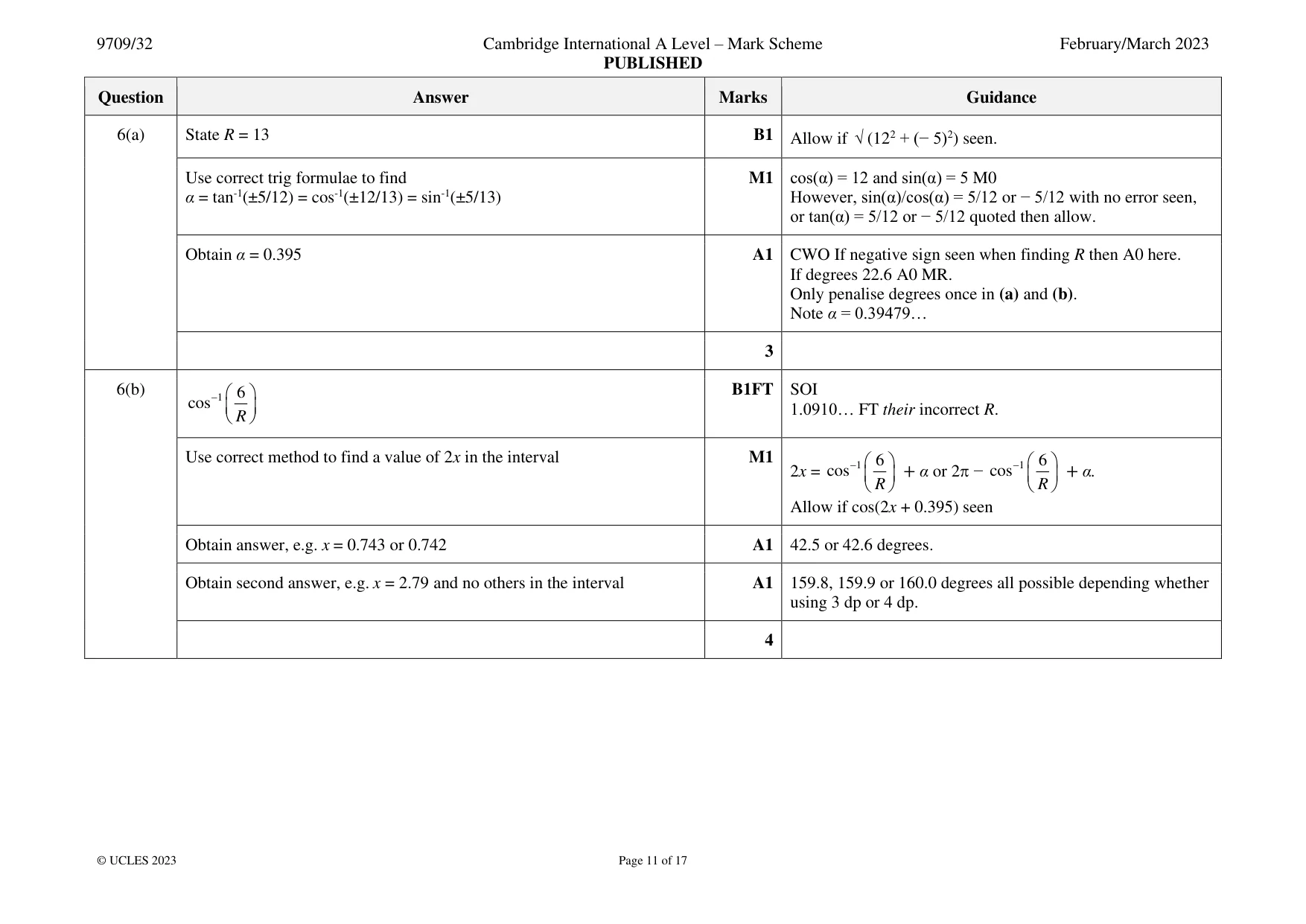 Mark scheme, page 11 of 17