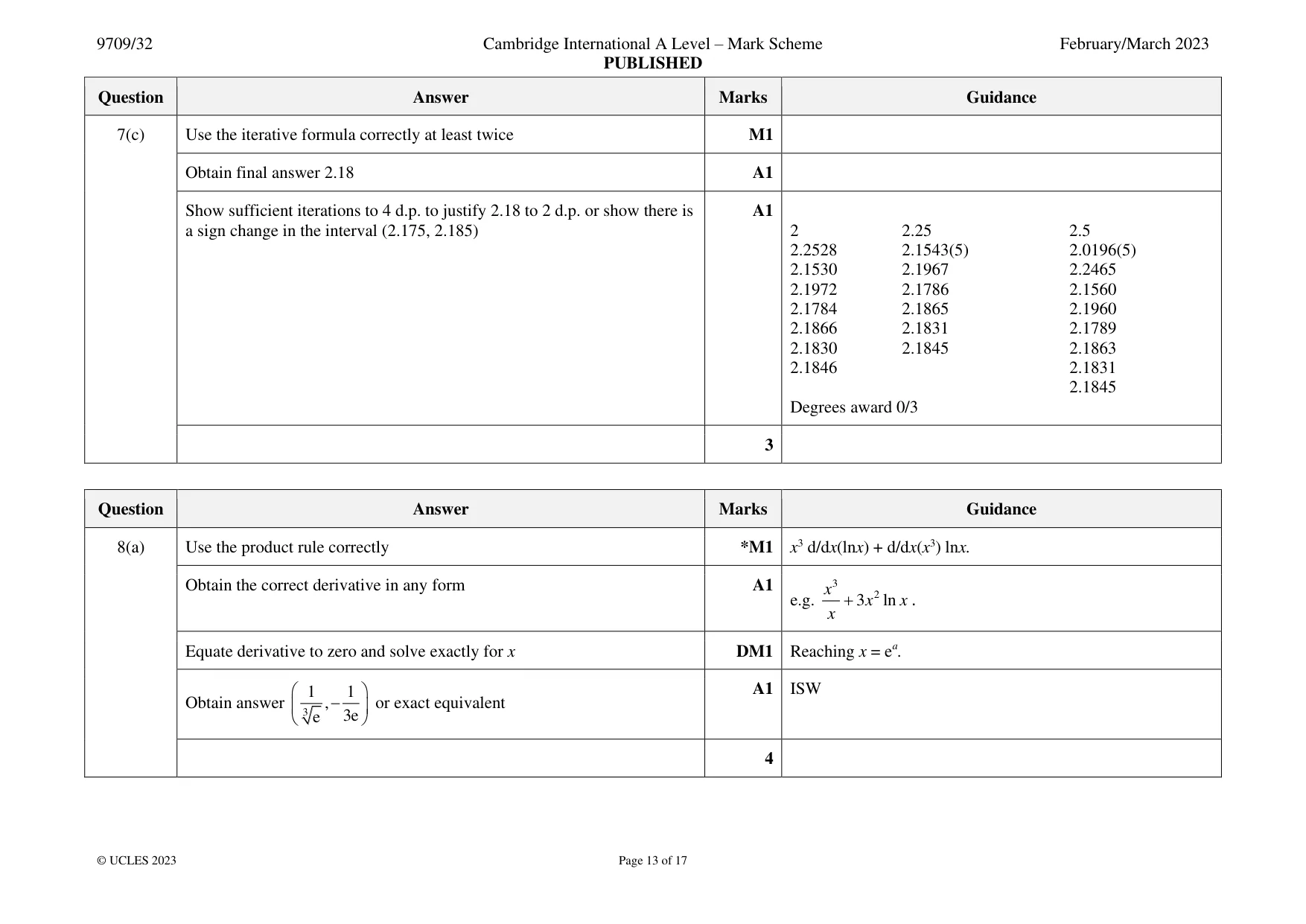 Mark scheme, page 13 of 17