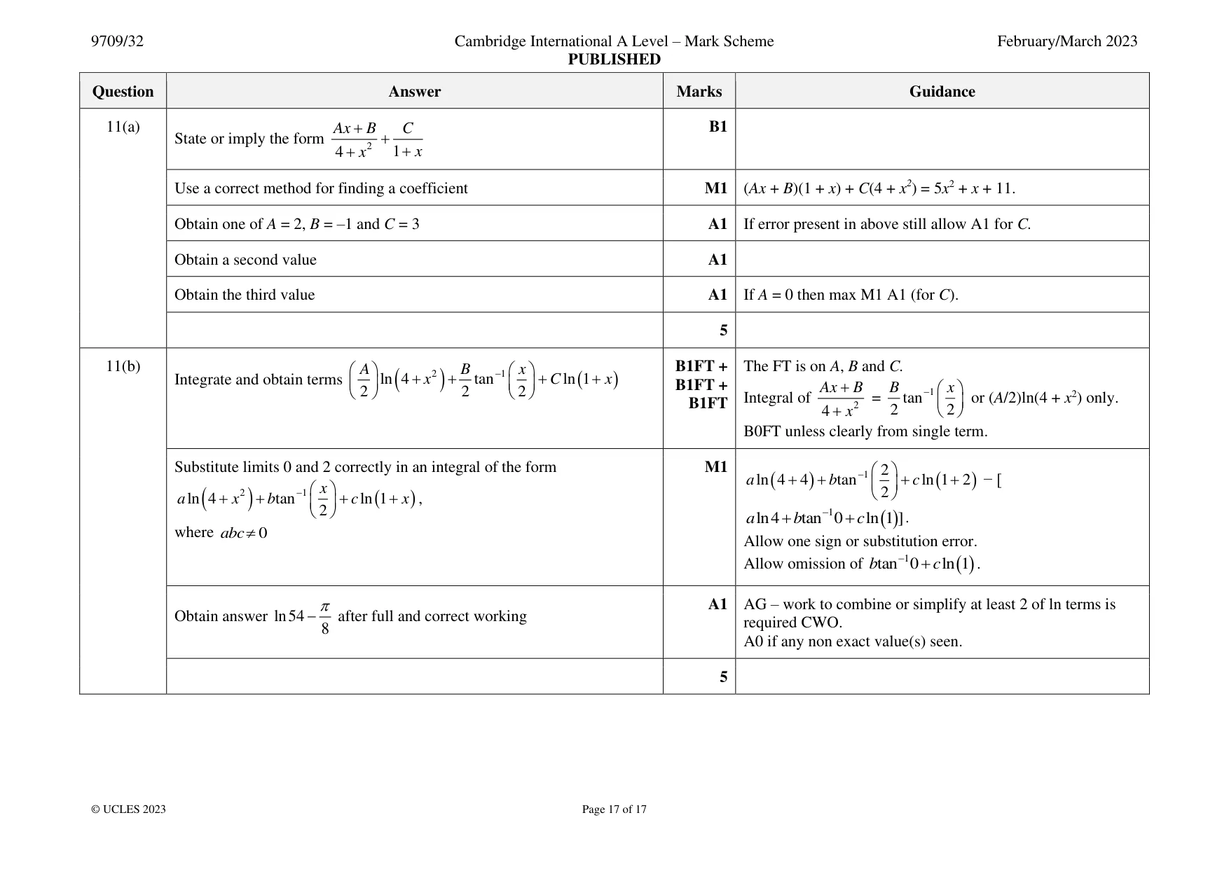 Mark scheme, page 17 of 17