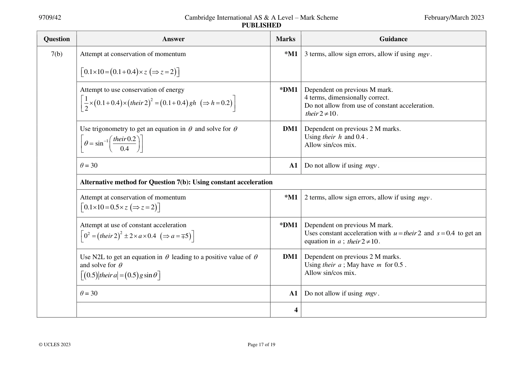 Mark scheme, page 17 of 19