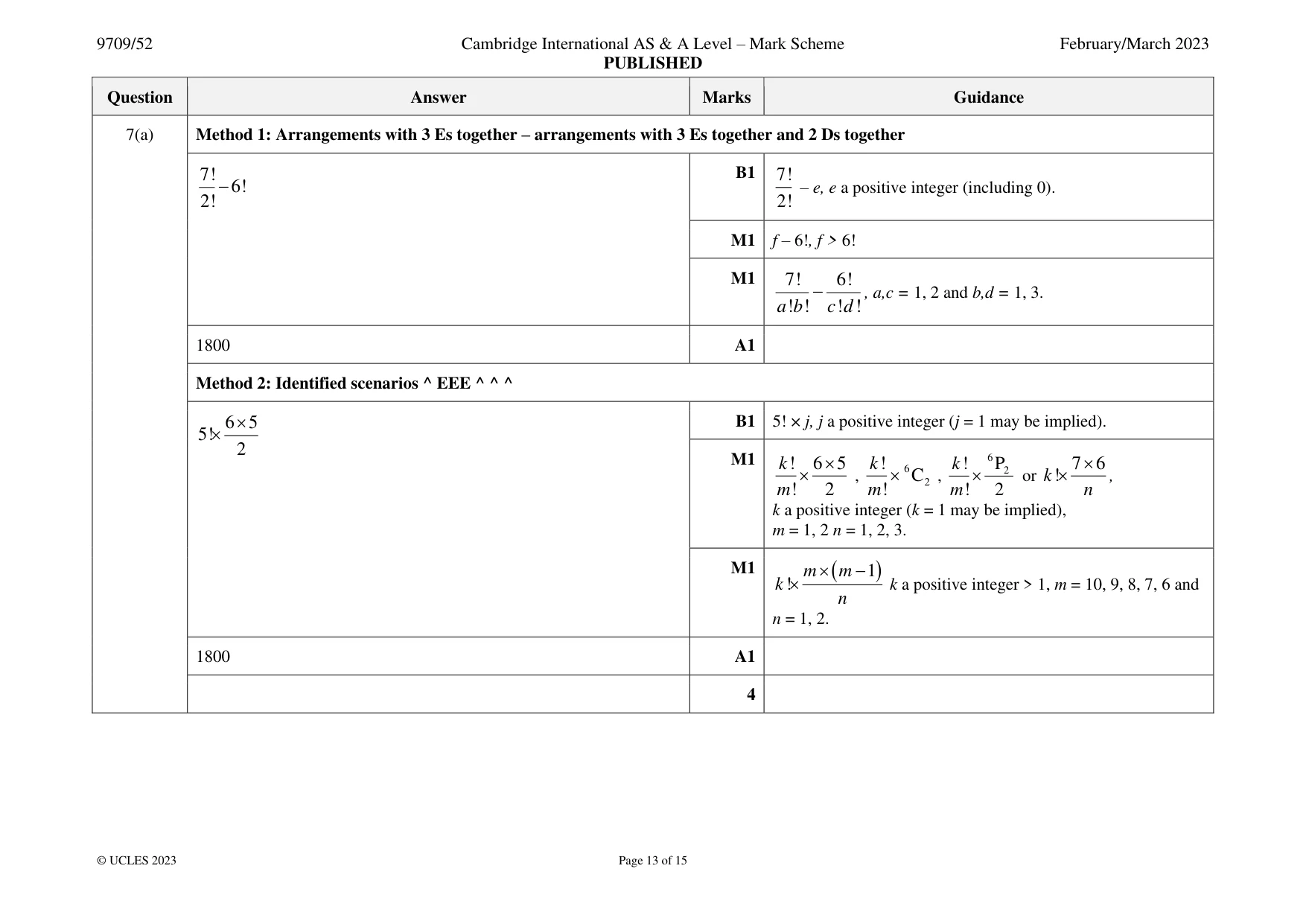 Mark scheme, page 13 of 15