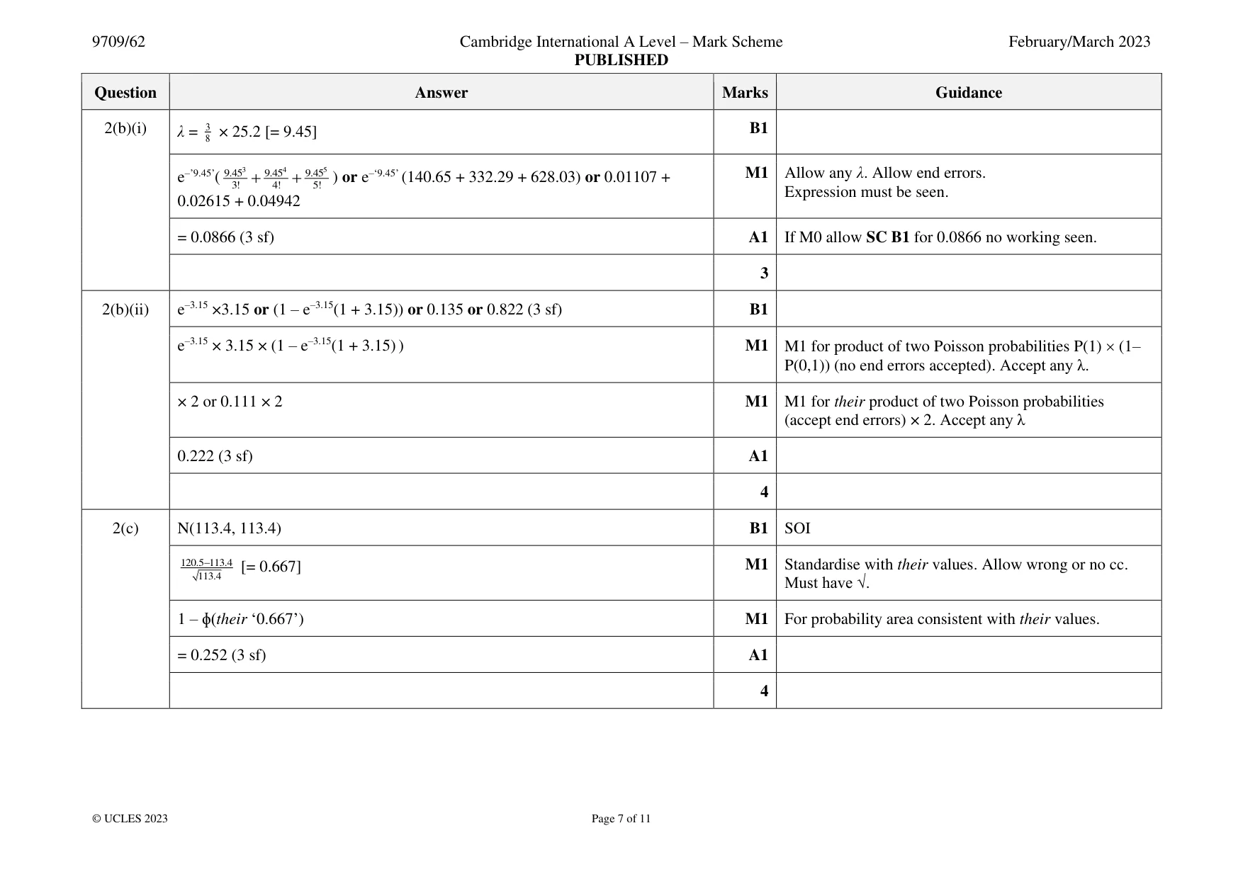 Mark scheme, page 7 of 11