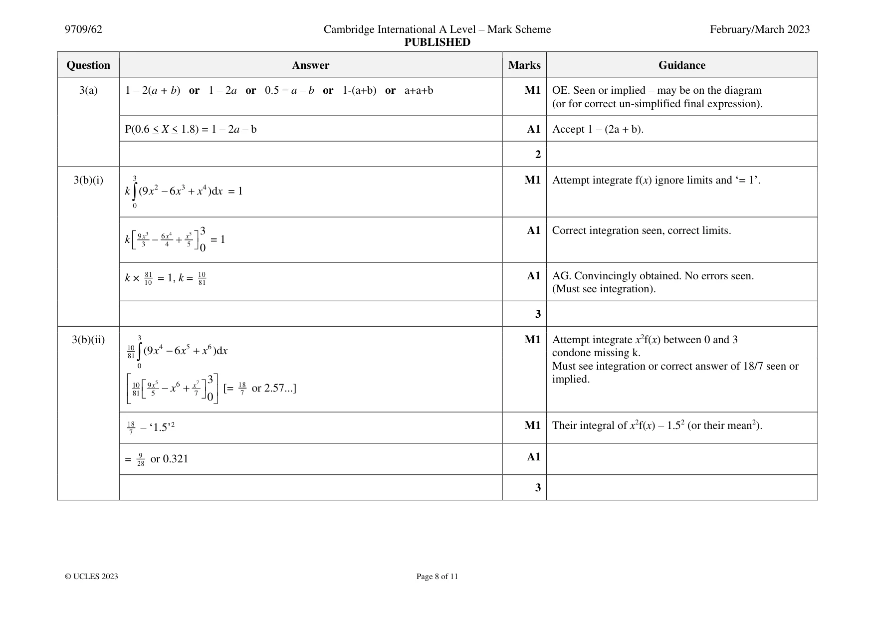 Mark scheme, page 8 of 11