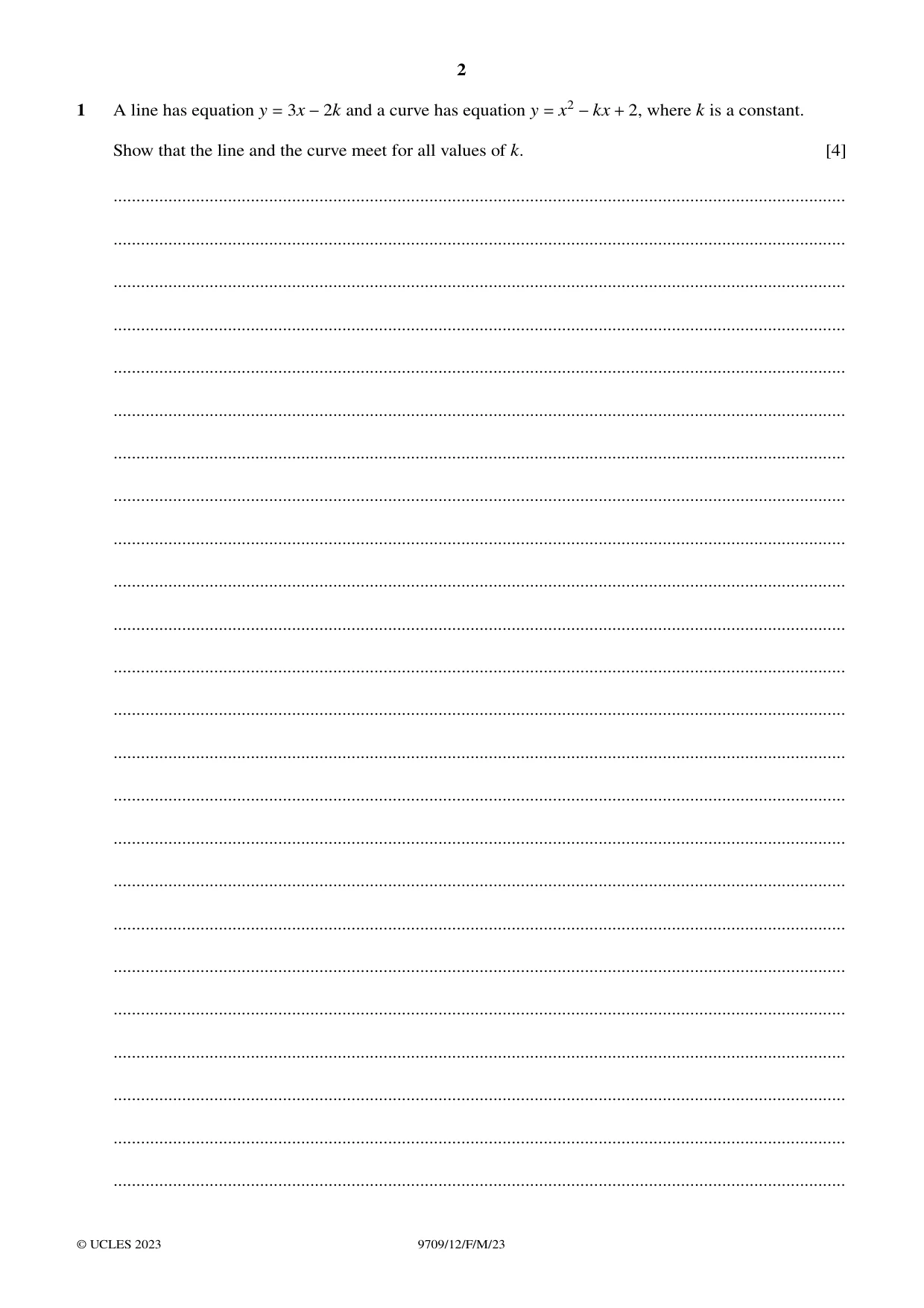 Cambridge A Level Mathematics 9709 2023 Feb/March Paper 1 · Variant 2 question paper, page 2 of 20