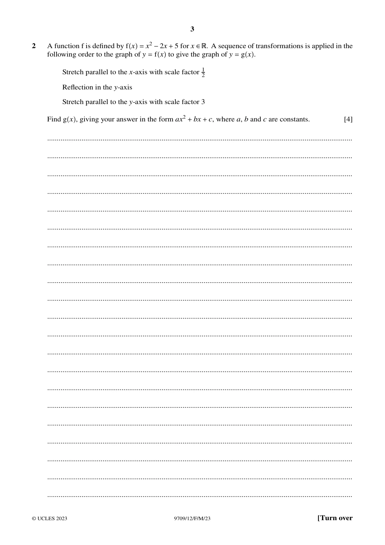 Cambridge A Level Mathematics 9709 2023 Feb/March Paper 1 · Variant 2 question paper, page 3 of 20