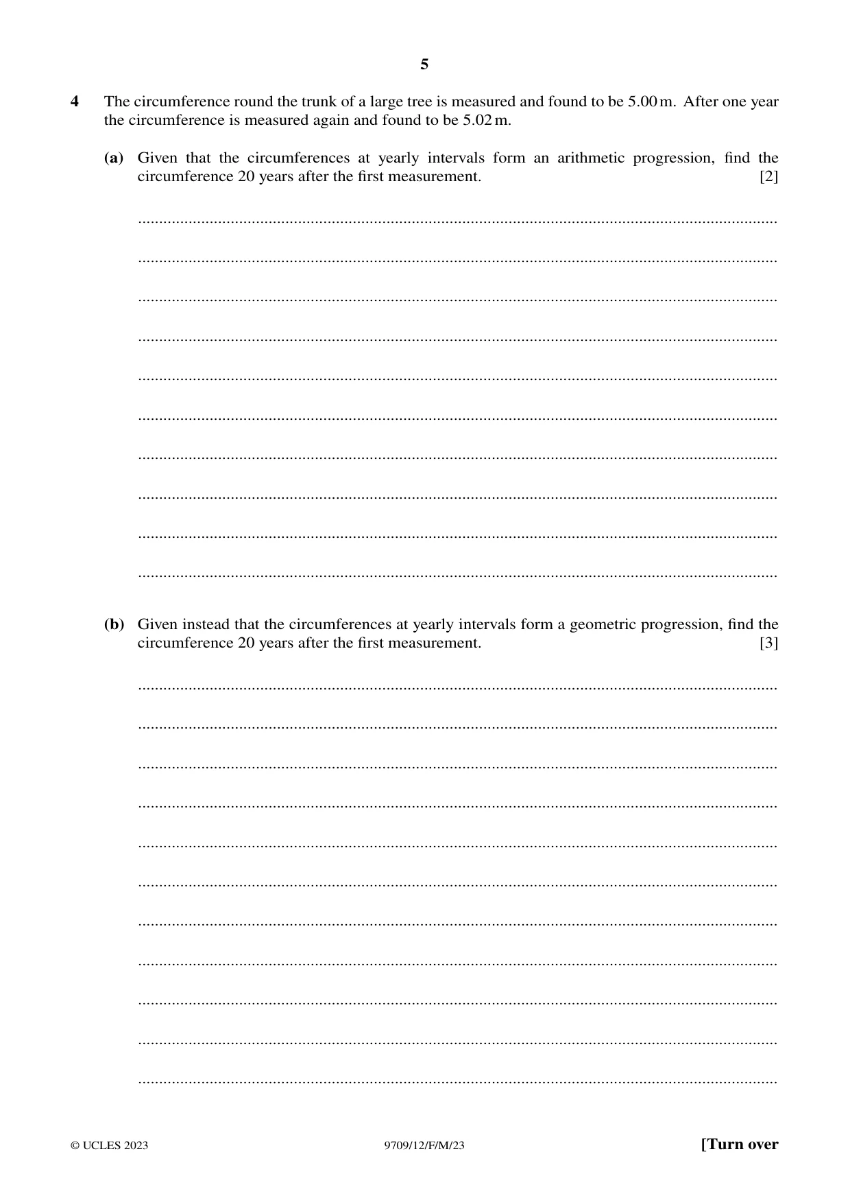 Cambridge A Level Mathematics 9709 2023 Feb/March Paper 1 · Variant 2 question paper, page 5 of 20