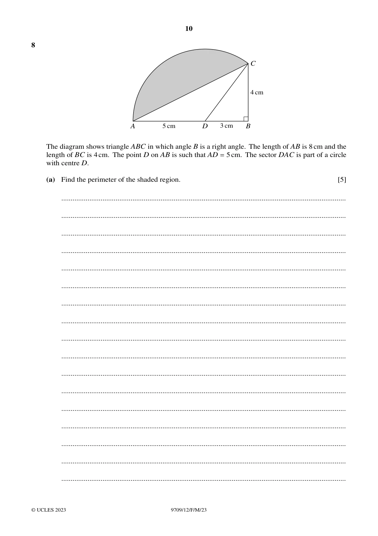 Cambridge A Level Mathematics 9709 2023 Feb/March Paper 1 · Variant 2 question paper, page 10 of 20