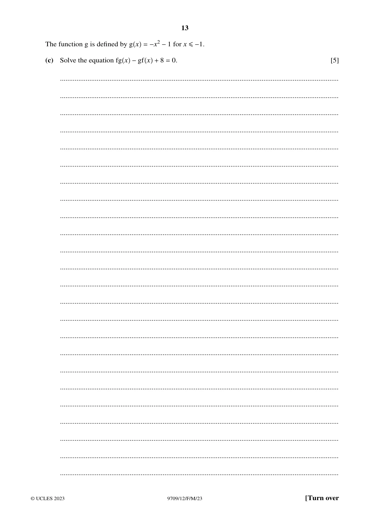 Cambridge A Level Mathematics 9709 2023 Feb/March Paper 1 · Variant 2 question paper, page 13 of 20