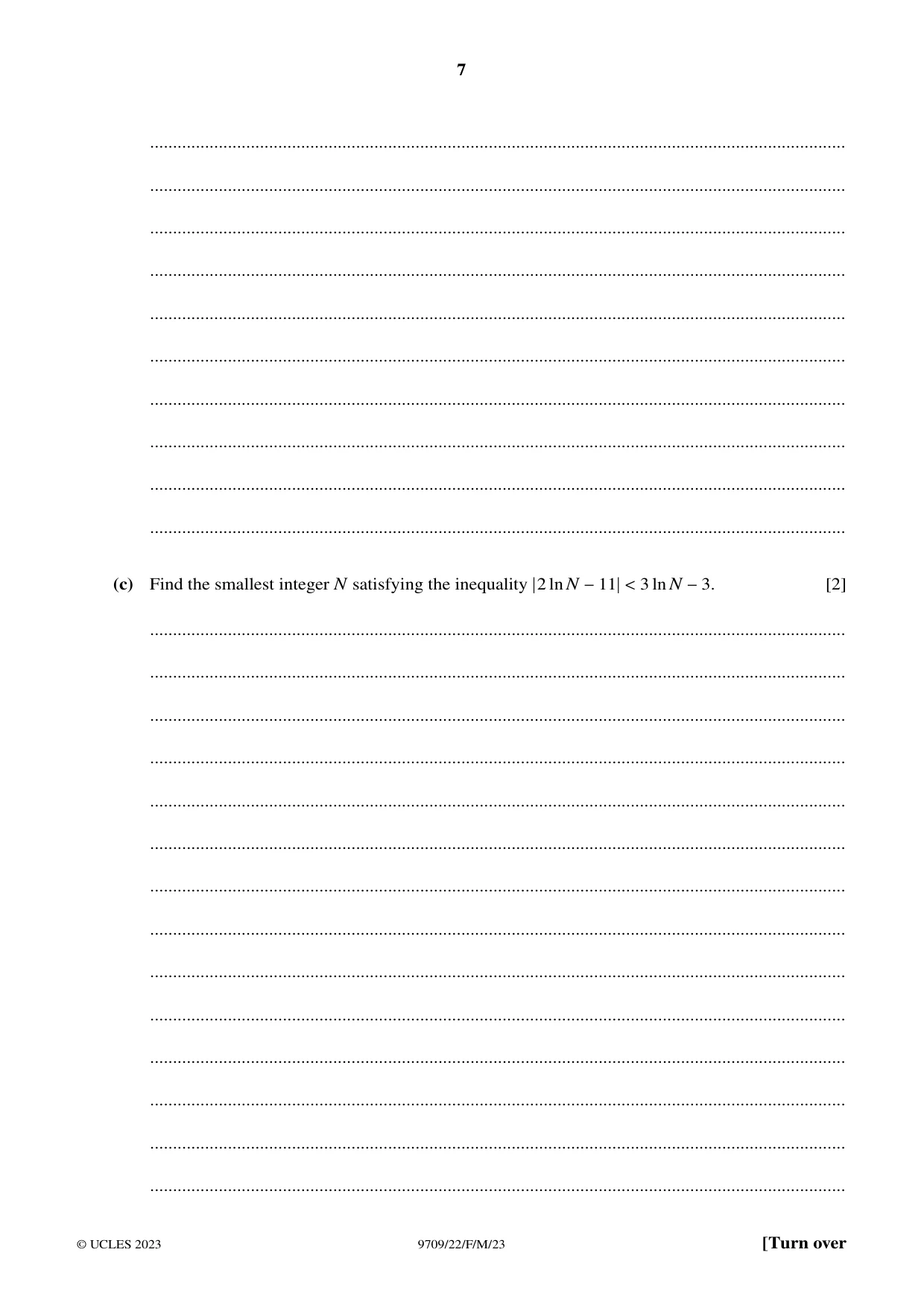 Cambridge A Level Mathematics 9709 2023 Feb/March Paper 2 · Variant 2 question paper, page 7 of 16
