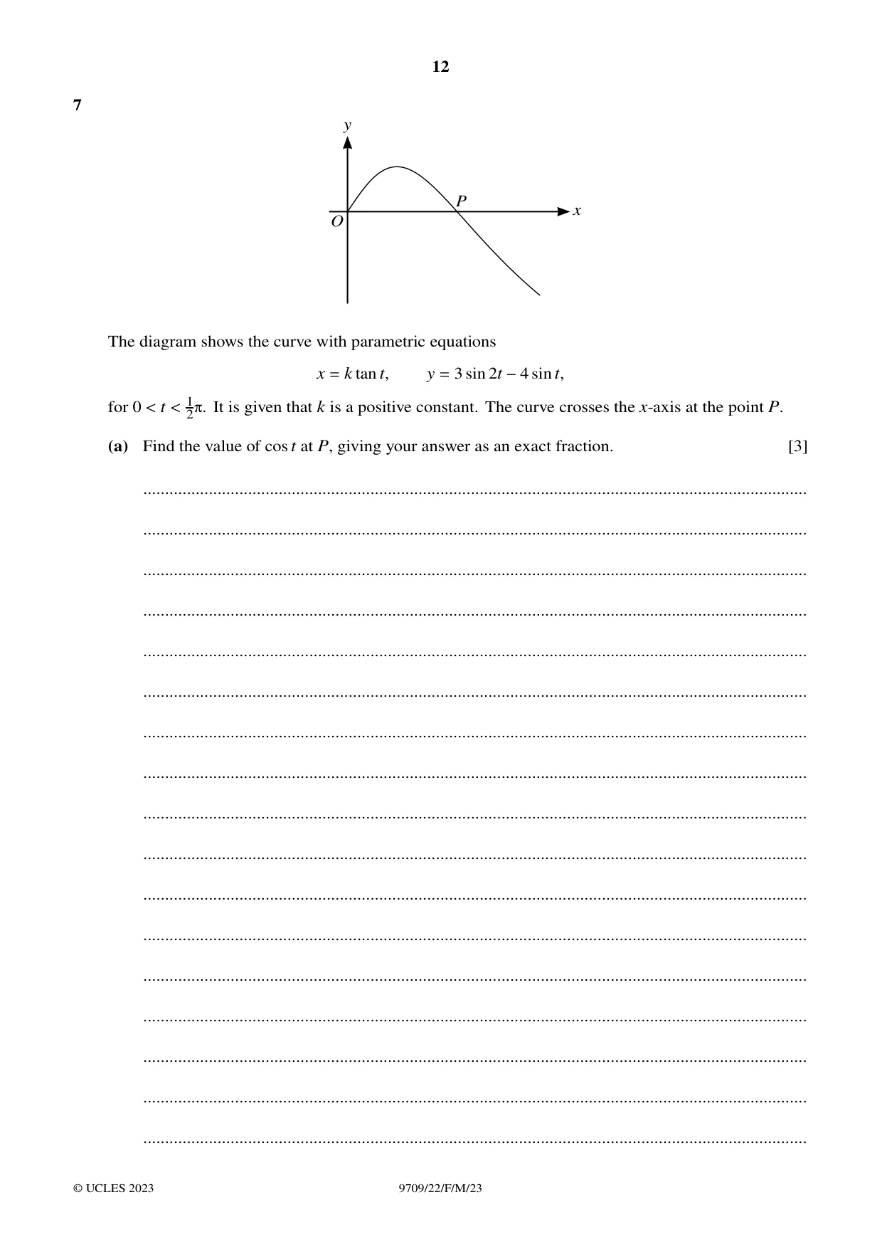 Cambridge A Level Mathematics 9709 2023 Feb/March Paper 2 · Variant 2 question paper, page 12 of 16