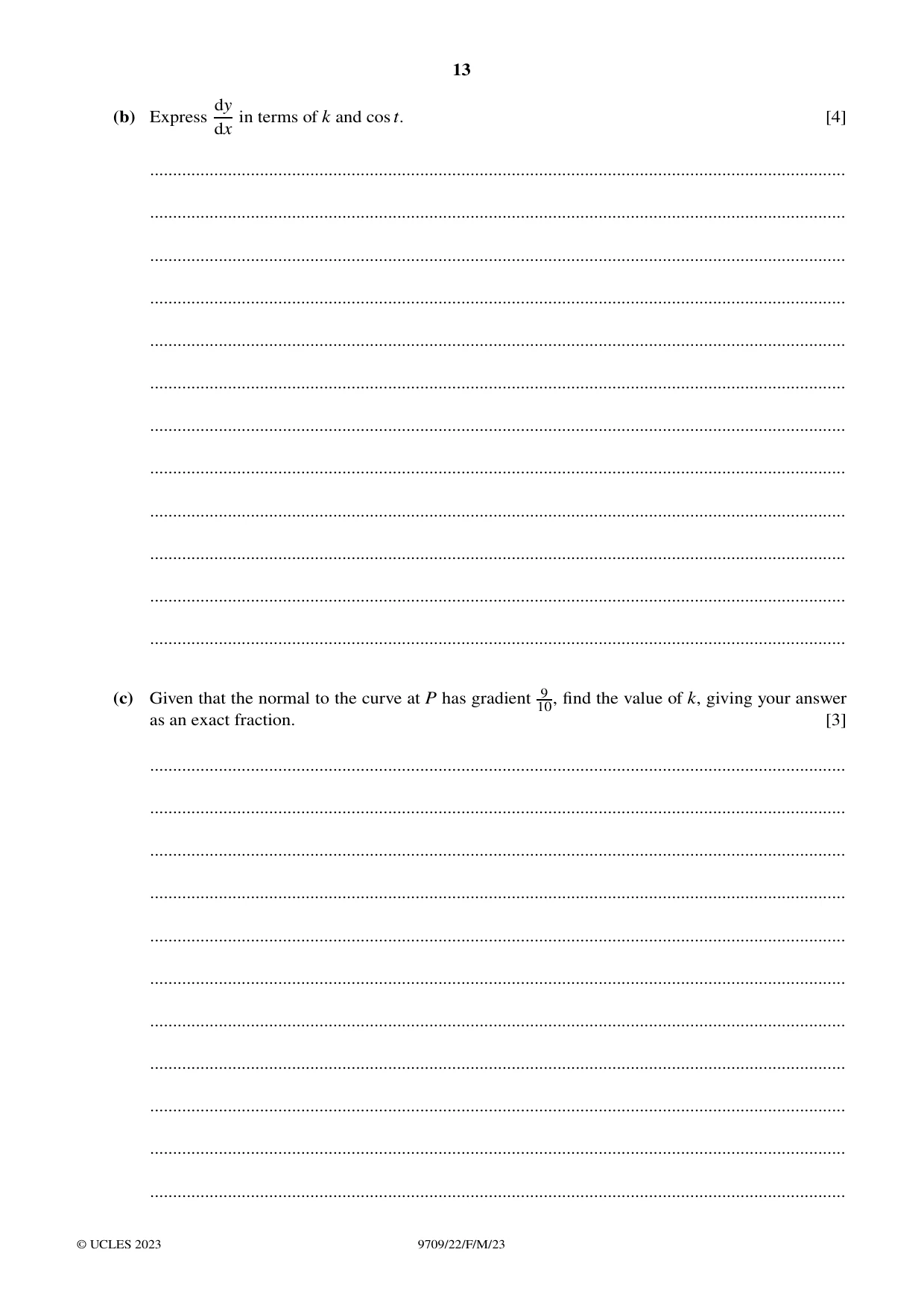 Cambridge A Level Mathematics 9709 2023 Feb/March Paper 2 · Variant 2 question paper, page 13 of 16