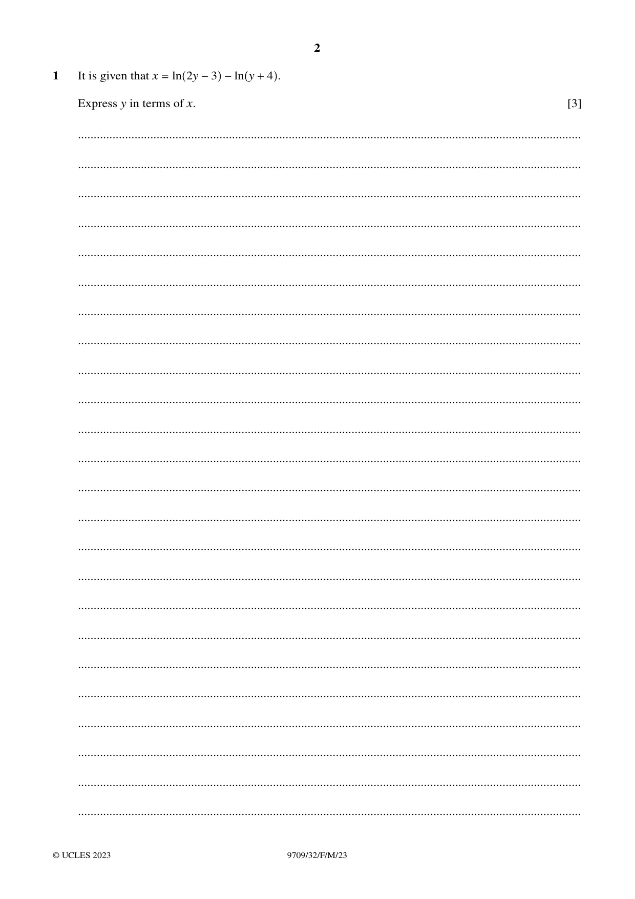 Cambridge A Level Mathematics 9709 2023 Feb/March Paper 3 · Variant 2 question paper, page 2 of 20