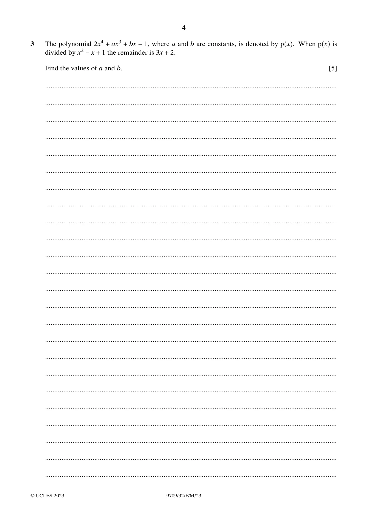 Cambridge A Level Mathematics 9709 2023 Feb/March Paper 3 · Variant 2 question paper, page 4 of 20