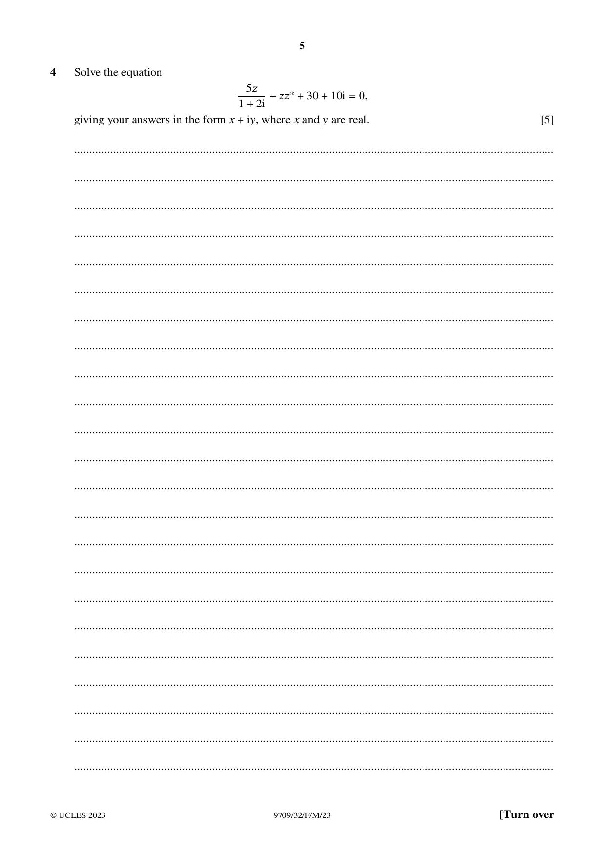 Cambridge A Level Mathematics 9709 2023 Feb/March Paper 3 · Variant 2 question paper, page 5 of 20