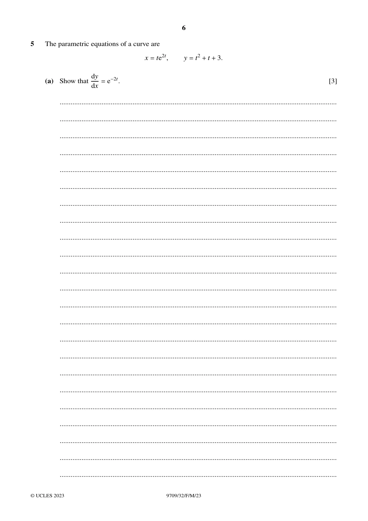 Cambridge A Level Mathematics 9709 2023 Feb/March Paper 3 · Variant 2 question paper, page 6 of 20