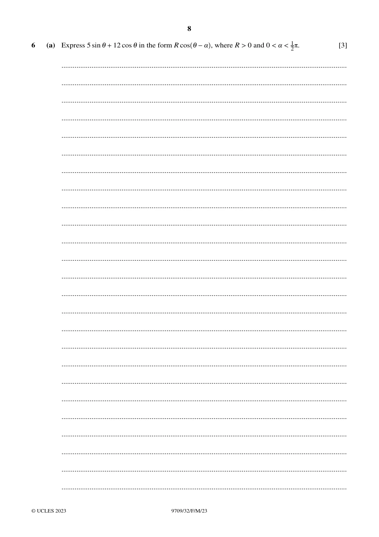 Cambridge A Level Mathematics 9709 2023 Feb/March Paper 3 · Variant 2 question paper, page 8 of 20